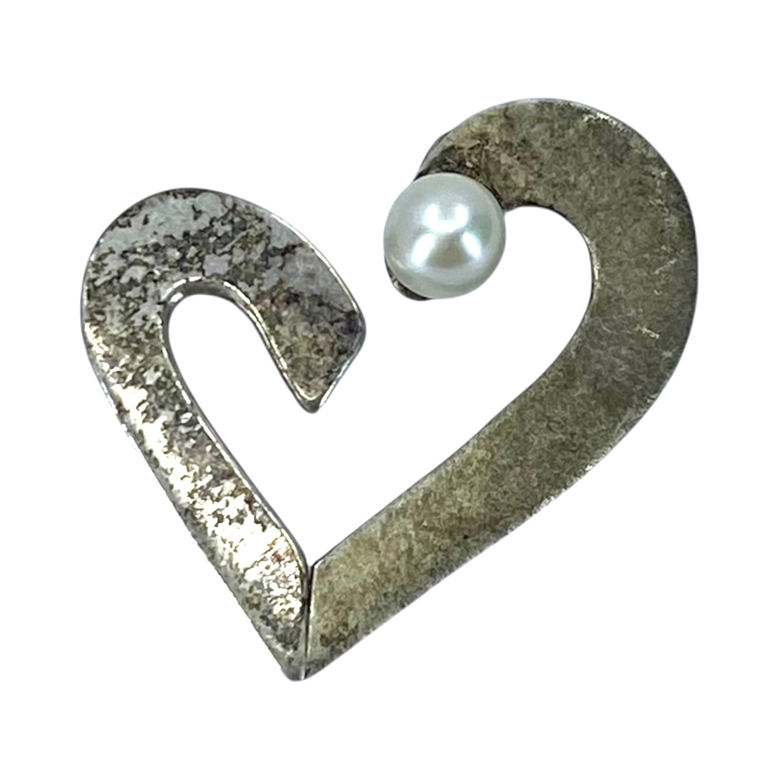 Sterling Heart with Faux Pearl Pendant 2g: Sterling Heart with Faux Pearl Pendant 2g