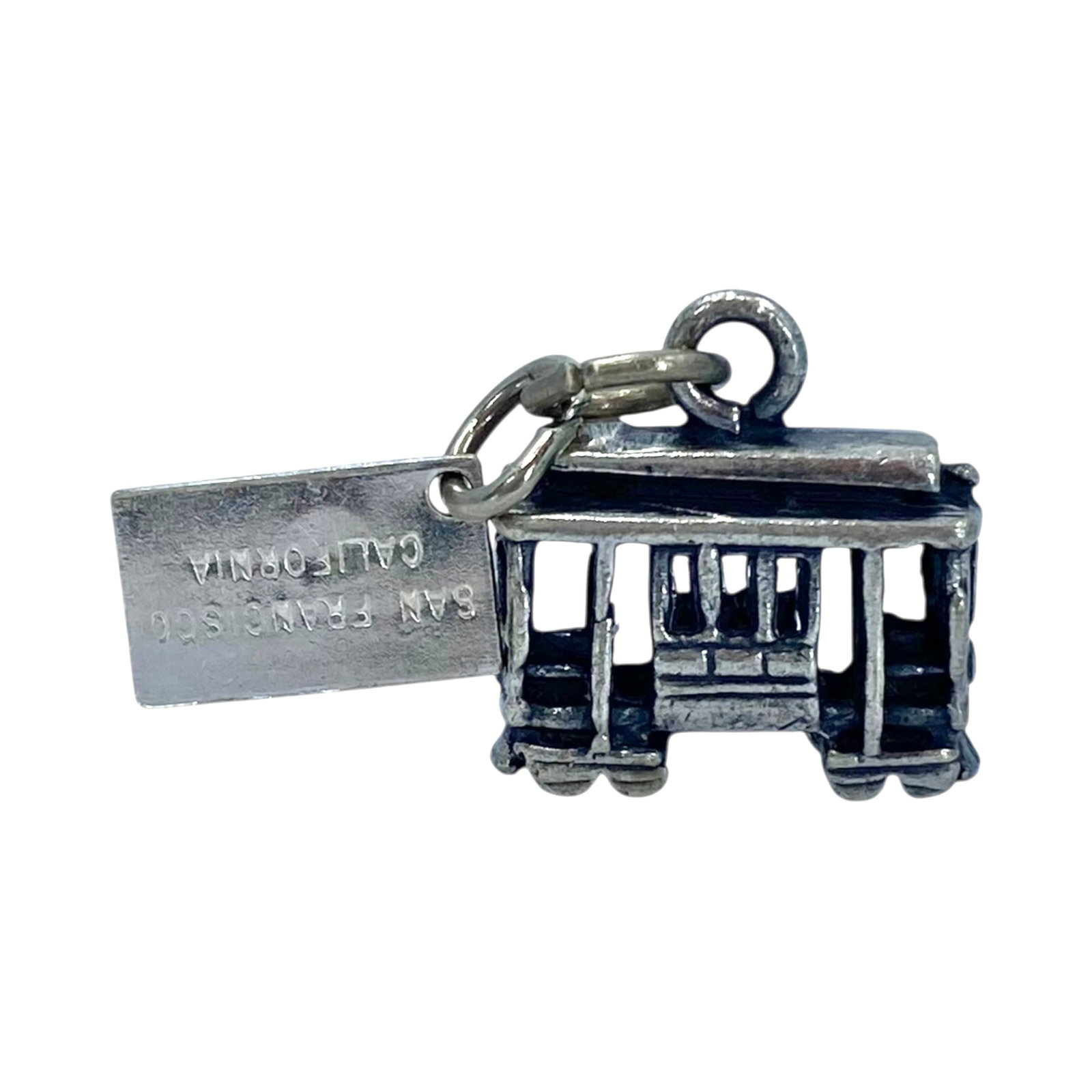 Sterling Trolly San Francisco Charm 3g: Sterling Trolly San Francisco Charm 3g Engraved San Francisco California with Hallmark Sterling