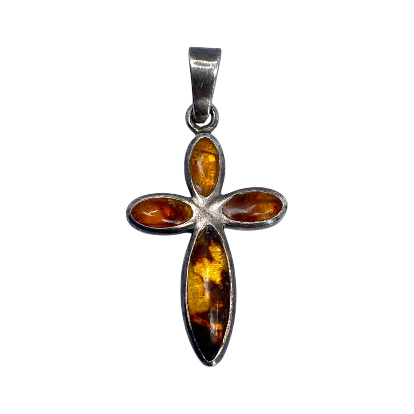 Sterling Amber Inlay Bubble Cross 5.1g (1 of 4)