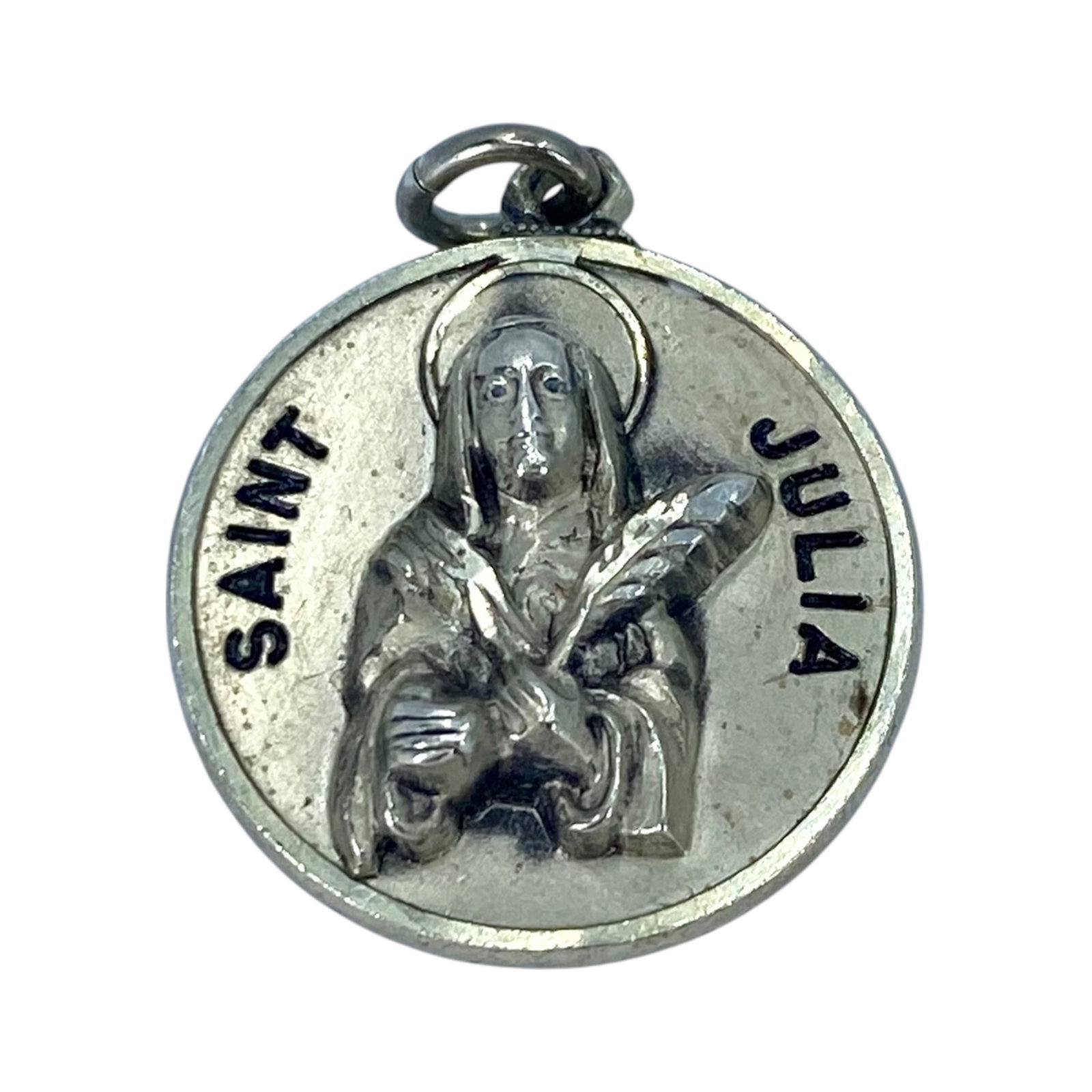 Sterling Saint Julia Medal Charm 5g: Sterling Saint Julia Medal Charm 5g Engraved Creed Sterling