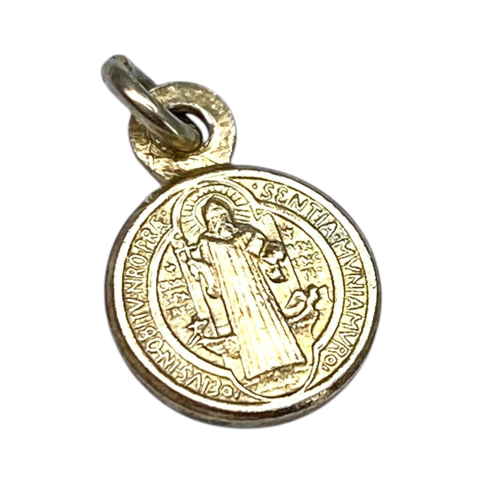 Sterling Saint Benedict Medal Charm 1g: Sterling Saint Benedict Medal Charm 1g Engraved with Sacred Symbols and Text