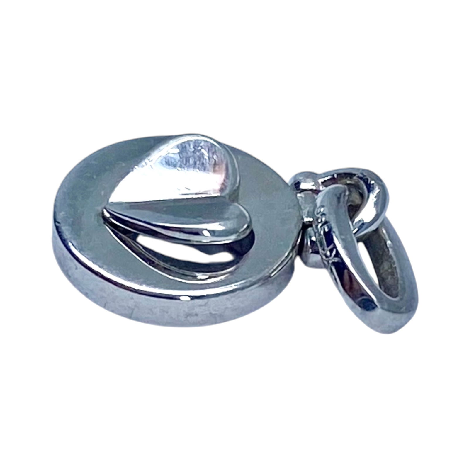 Signed Sterling Raised Heart Circle Charm 1.1g: Signed Sterling Raised Heart Circle Charm 1.1g Engraved 925 JX