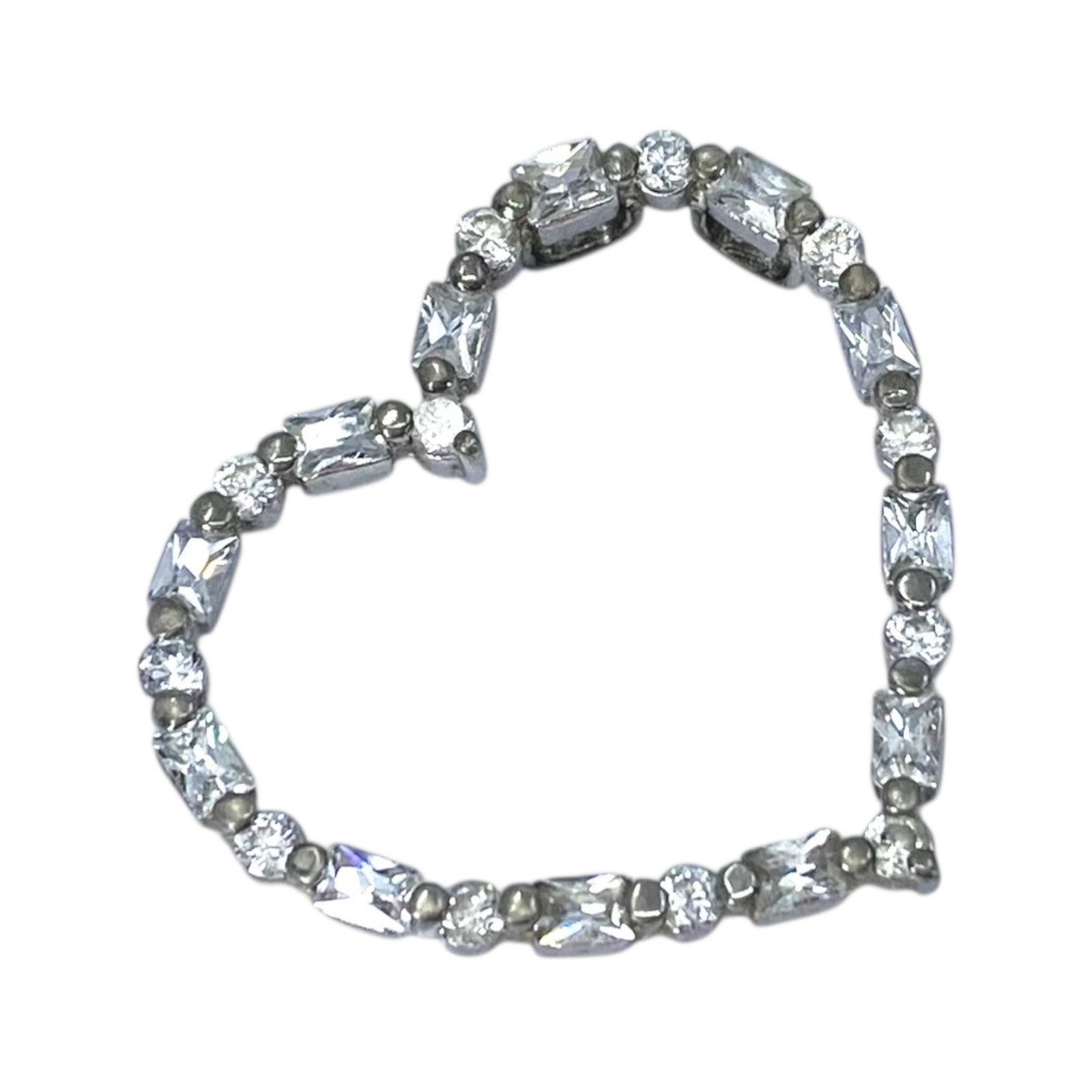 Signed Sterling Rhinestone Open Heart Pendant 3g: Signed Sterling Rhinestone Open Heart Pendant 3g Engraved FAS 925