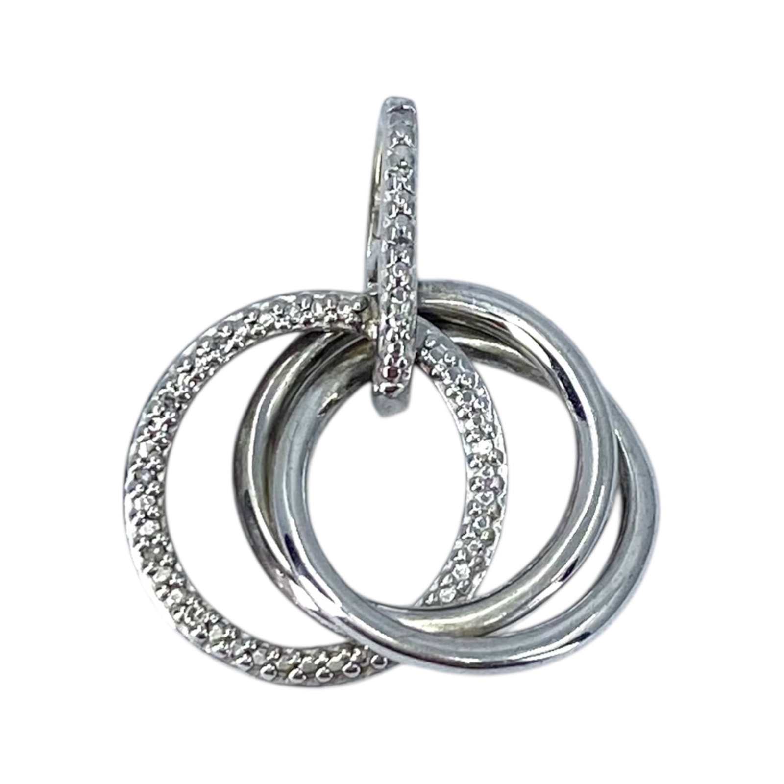 Signed Sterling Diamond Intertwined Circles Pendant 2g (1 of 4)