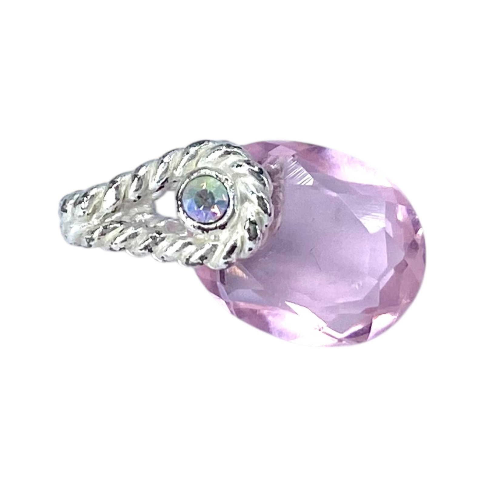 Sterling Pink Glass Oval Drop Pendant 1.1g: Sterling Pink Glass Oval Drop Pendant 1.1g Engraved 925