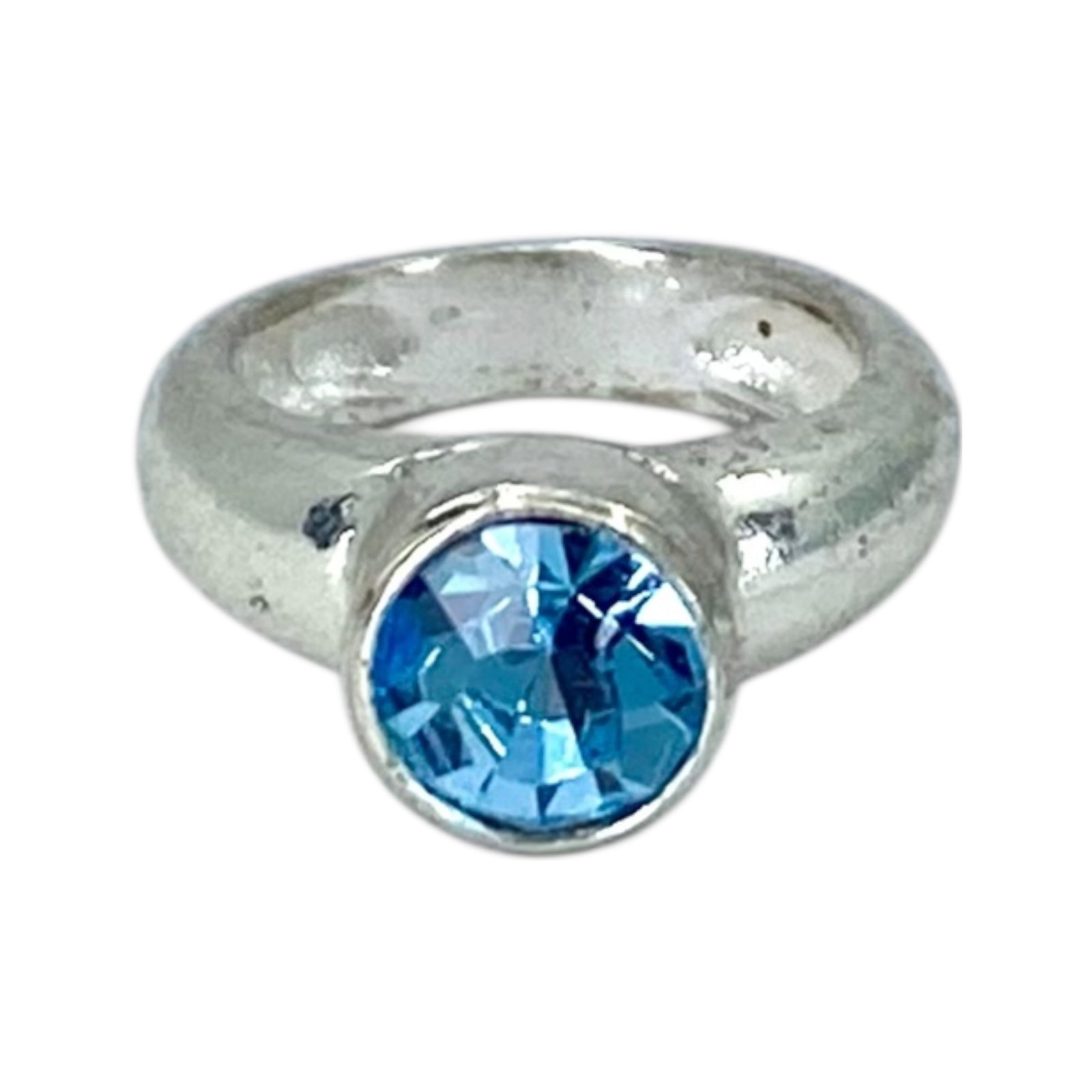 Sterling Round Blue Rhinestone Ring Charm 1.32g (1 of 4)