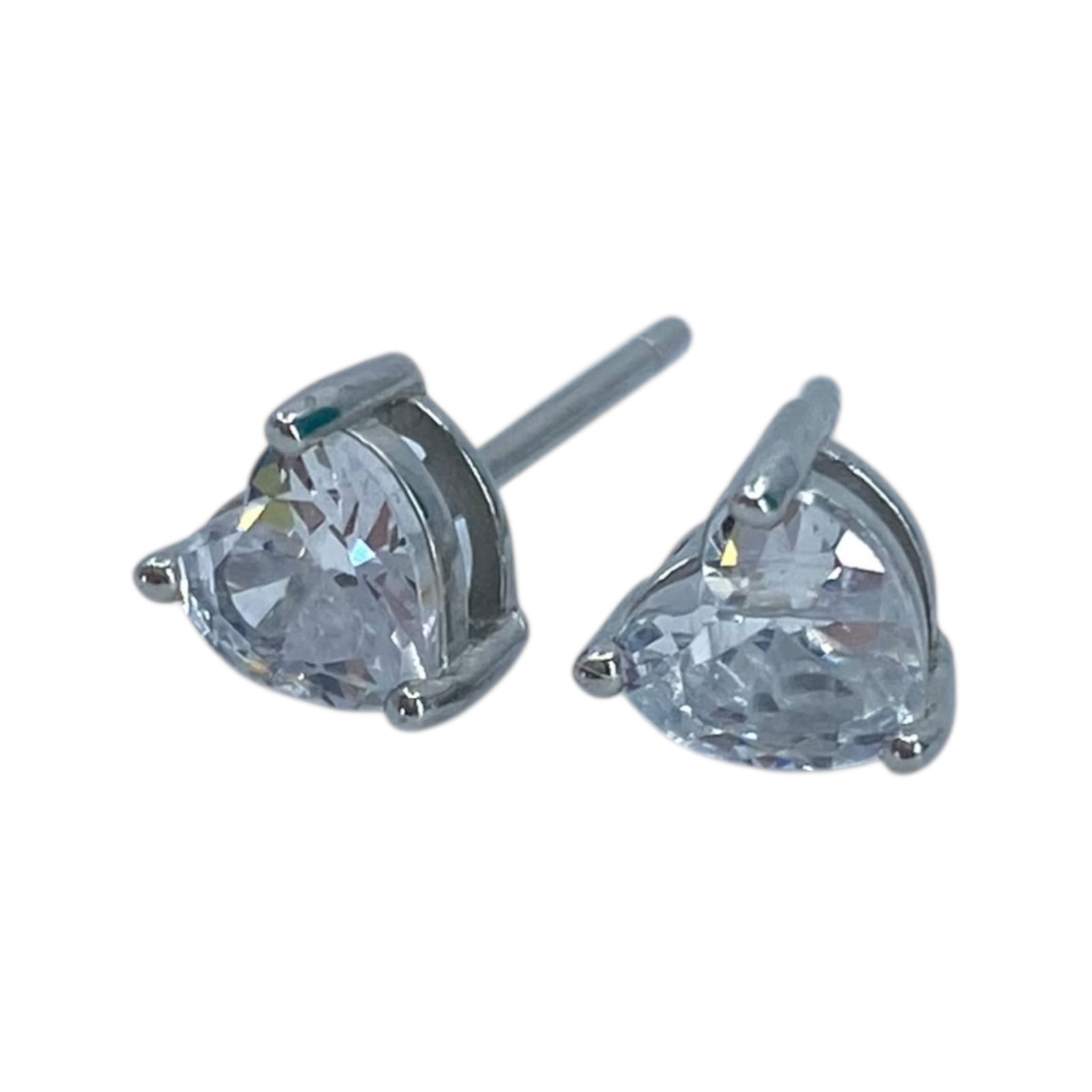 Sterling Heart Cut Rhinestone Stud Earrings 1g (1 of 3)