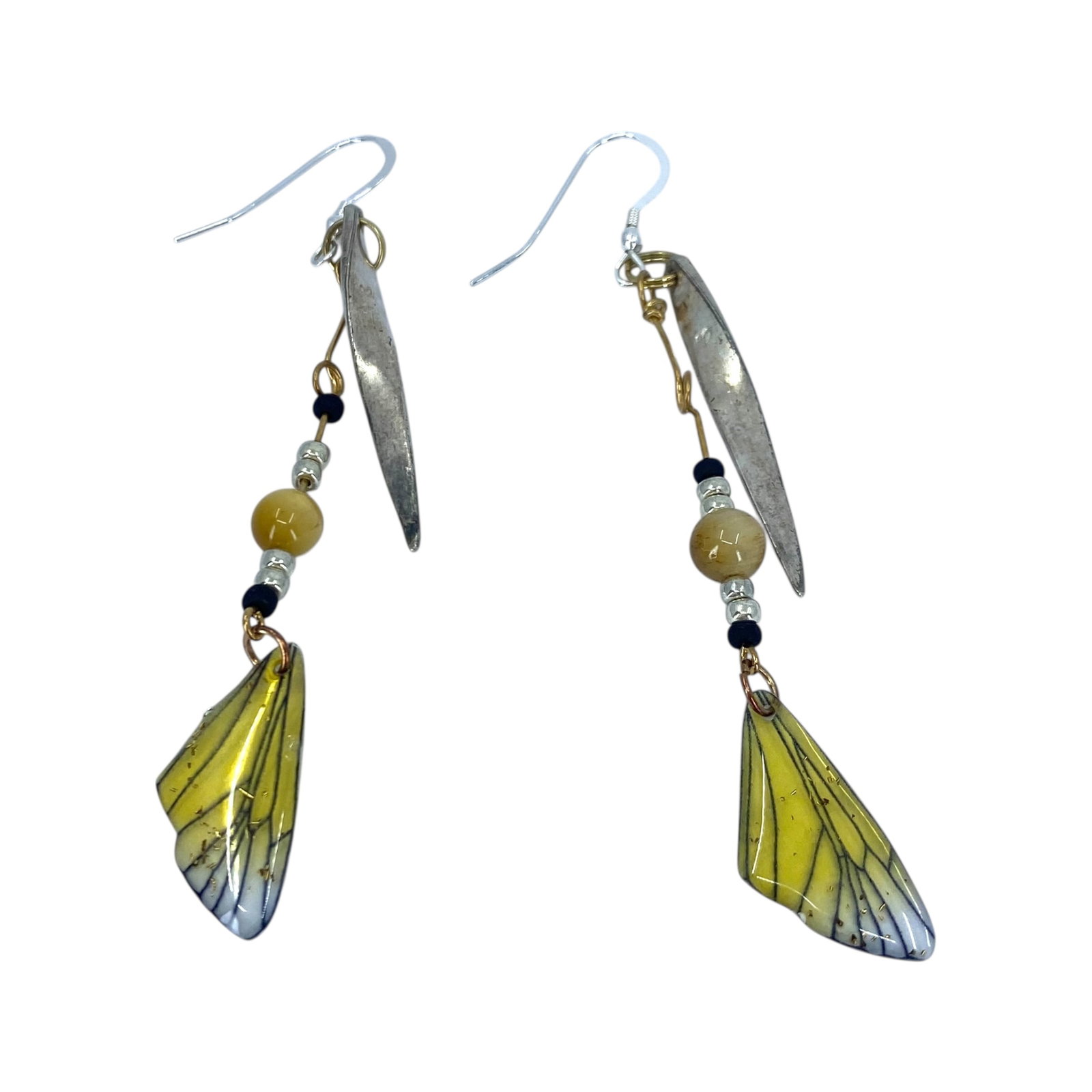 Sterling Resin Butterfly Wing Dangle Earrings 6g (1 of 3)