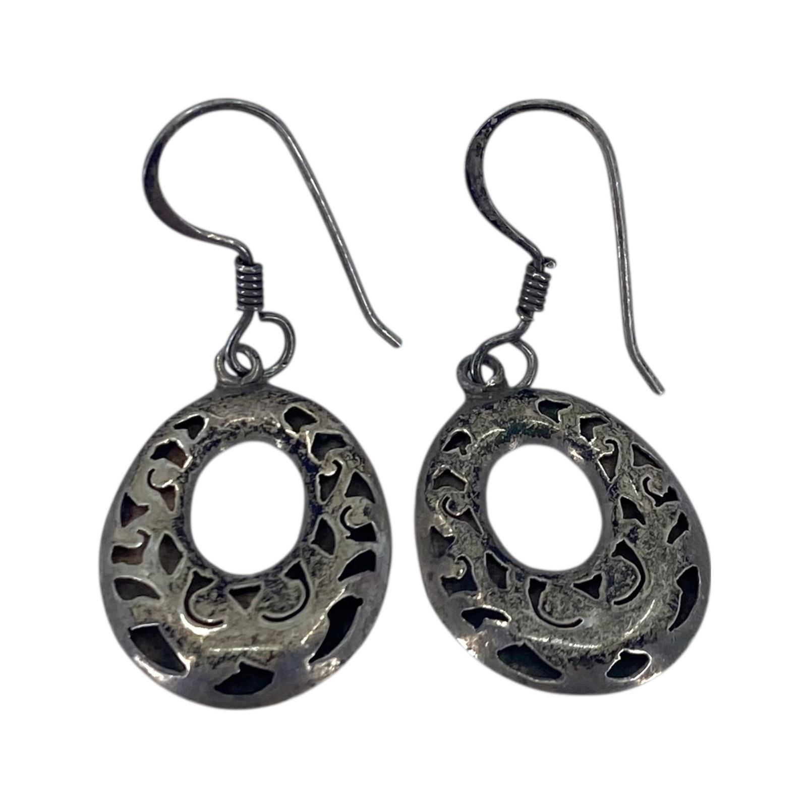 Mexico Sterling Cut Out Scroll Earrings 2.4g (1 of 4)