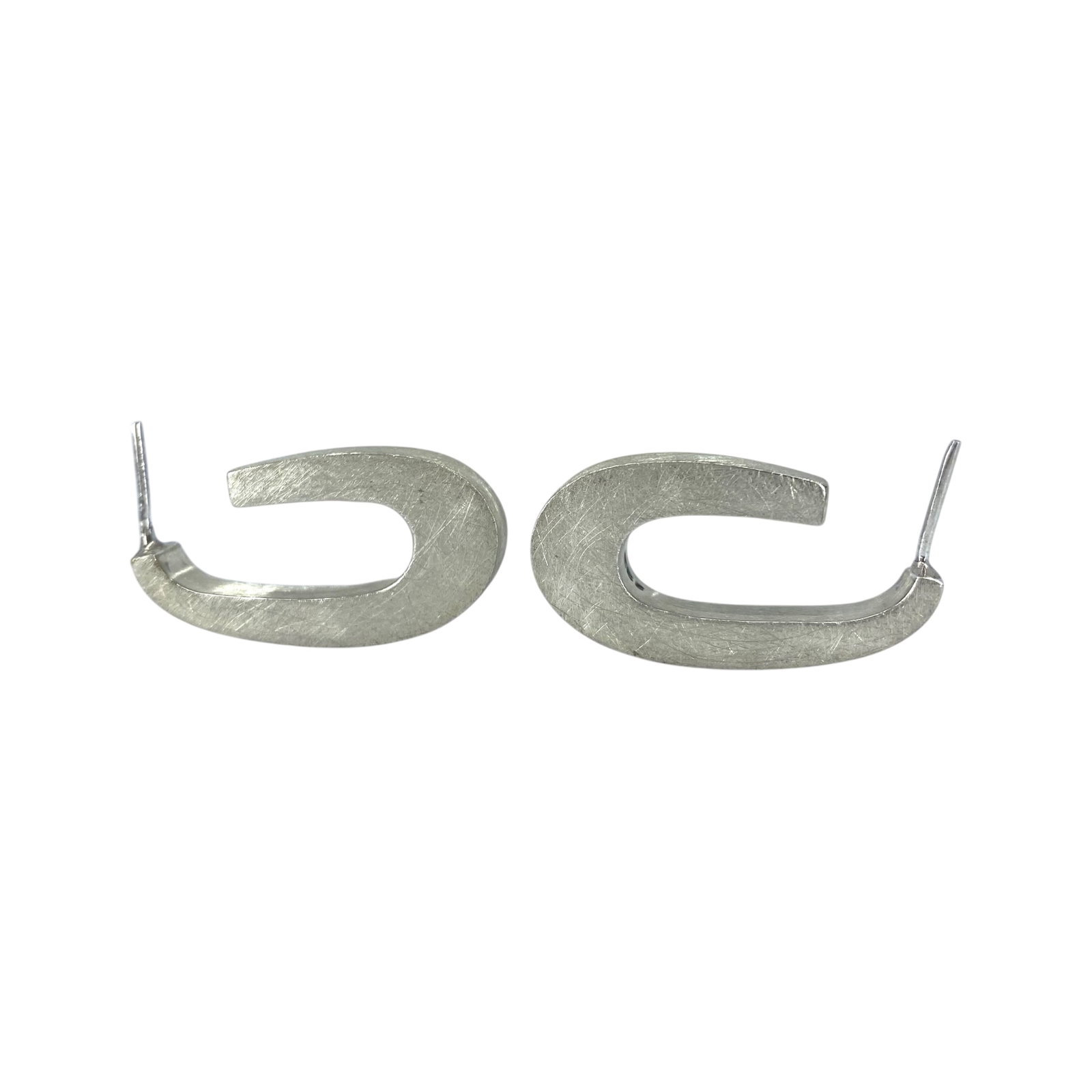 Sterling Brushed J Hoop Earrings 6g: Sterling Brushed J Hoop Earrings 6g Engraved 925