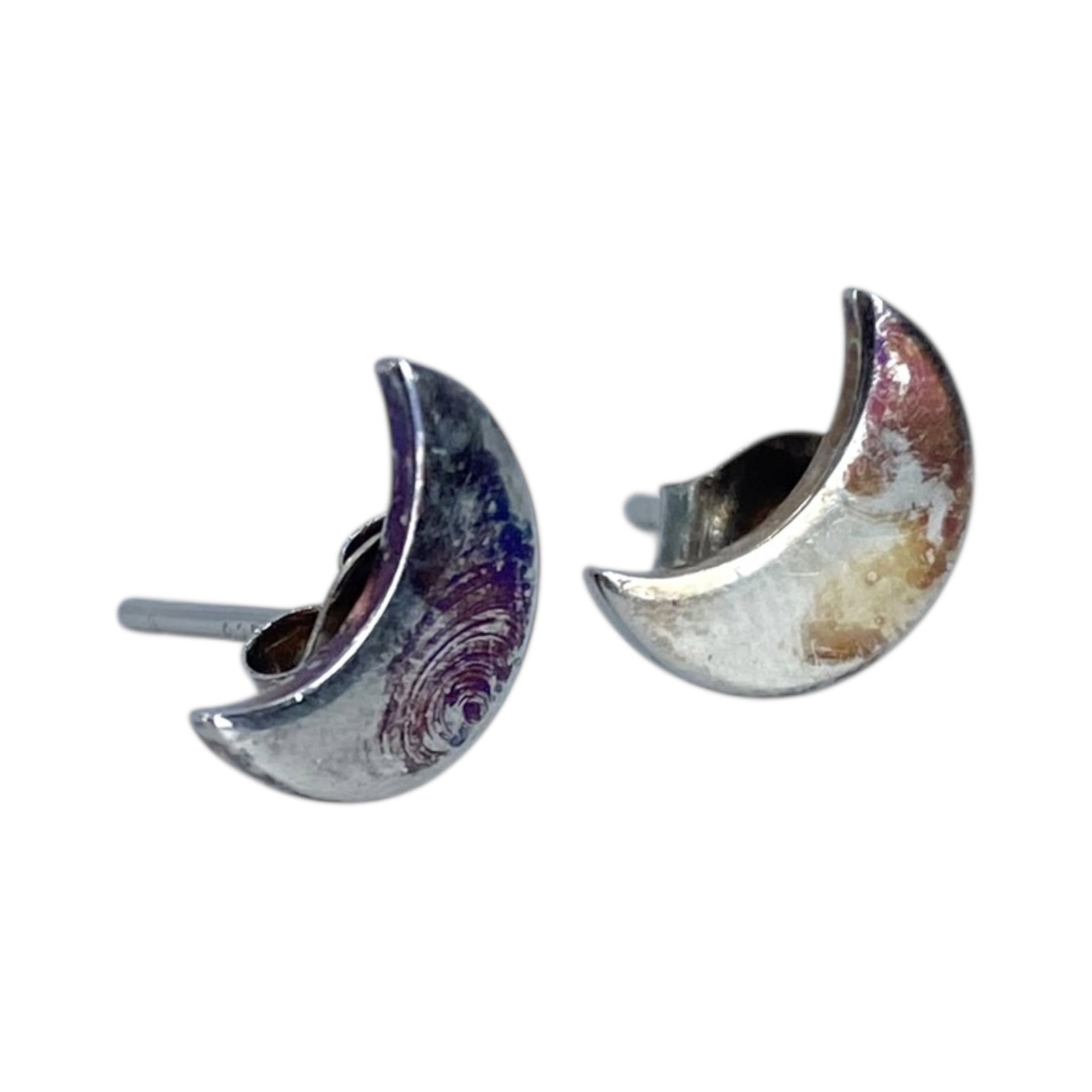 Signed Sterling Moon Stud Earrings 1g: Signed Sterling Moon Stud Earrings 1g Engraved EJI China 925