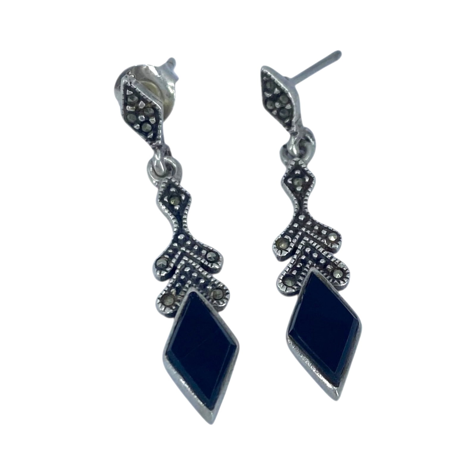 Sterling Multistone Art Deco Drop Earring 3.4g (1 of 4)