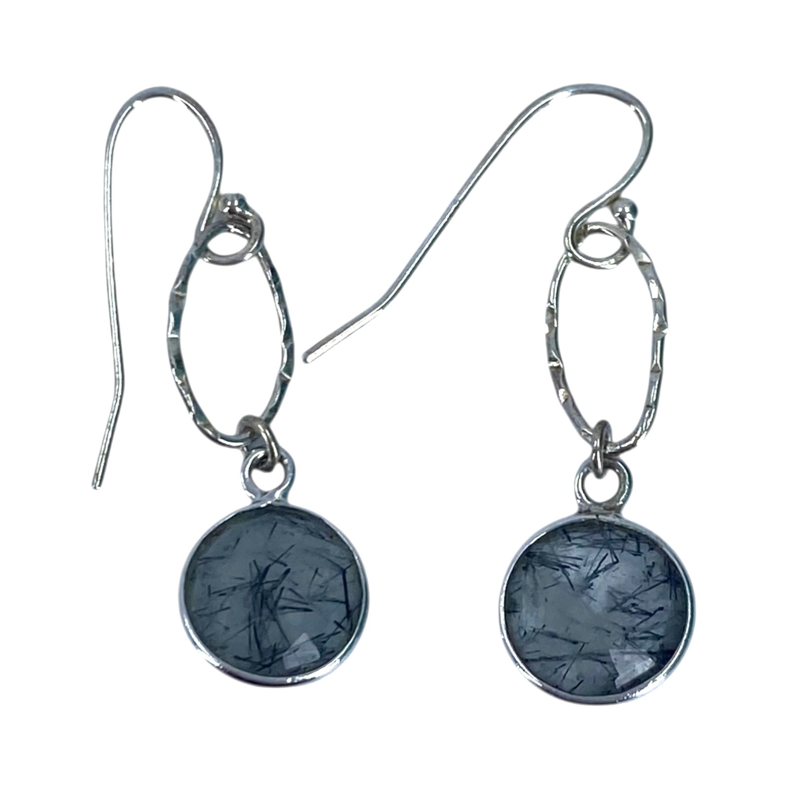 Sterling Black Tourmalinated Quartz Drop Earrings 2g (1 of 4)