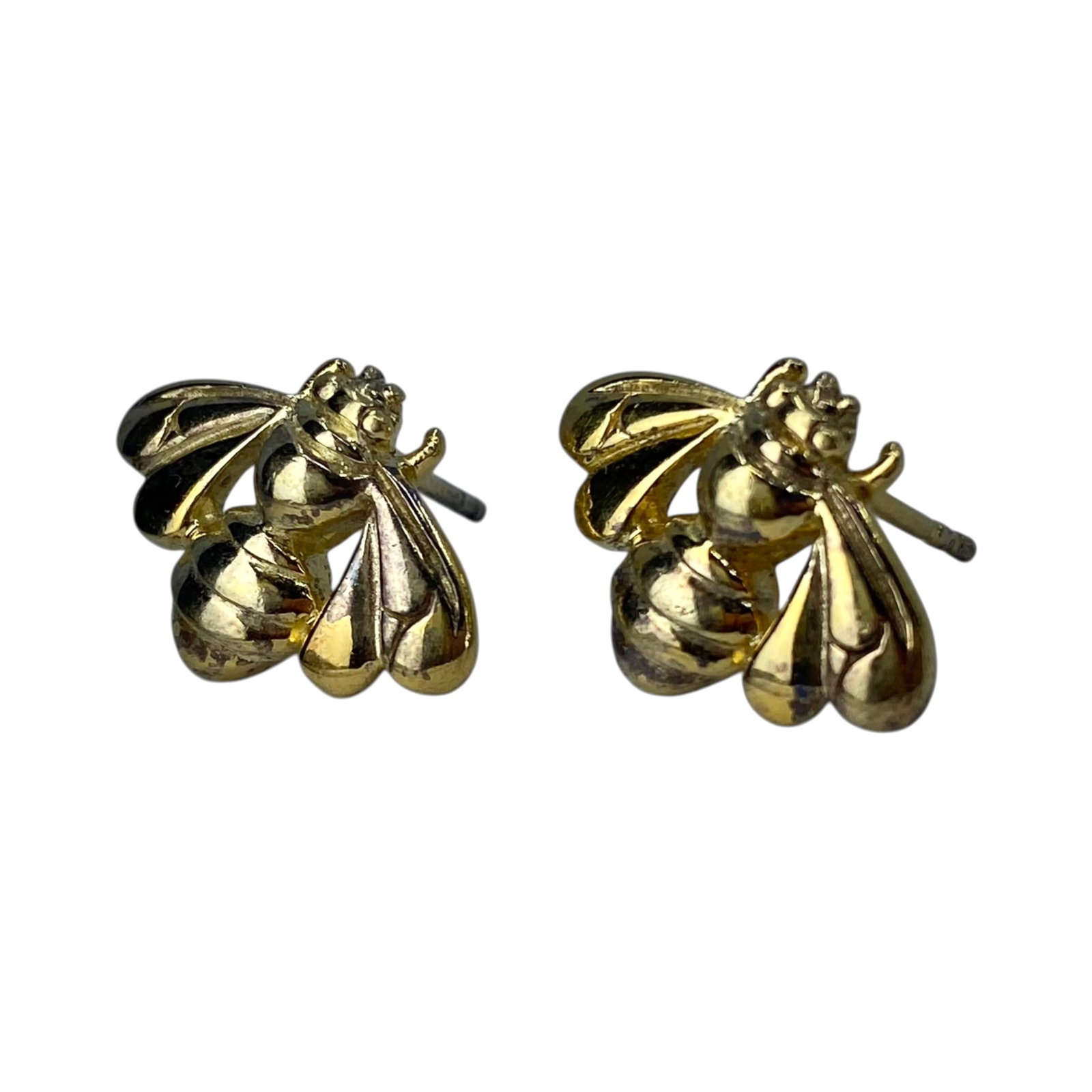 Gold Over Sterling Queen Bee Earrings 4g: Gold Over Sterling Queen Bee Earrings 4g Engraved 925