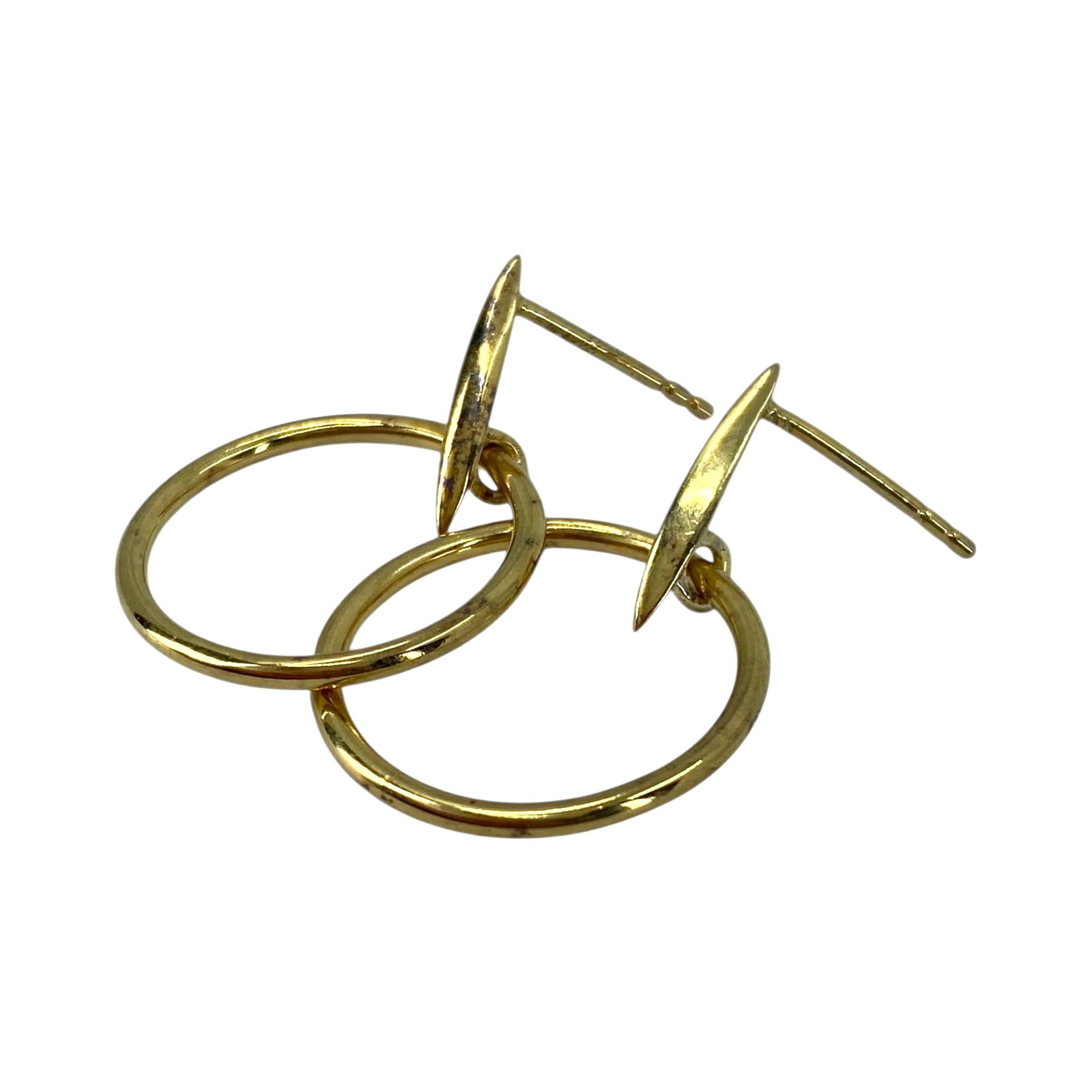 Gold Over Sterling Interlocked Circle Earrings 3g: Gold Over Sterling Interlocked Circle Earrings 3g Engraved 925