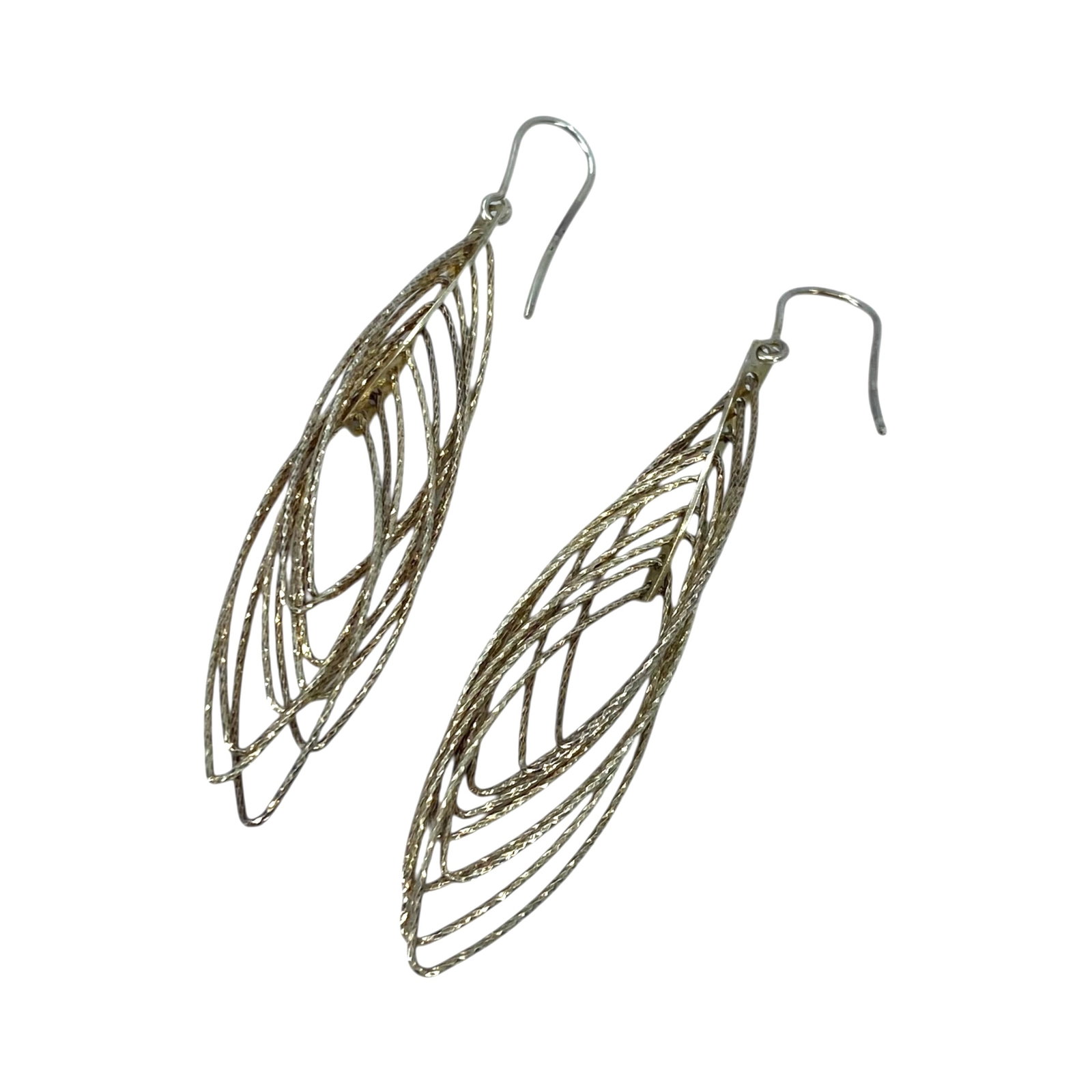 Dyadema Sterling Layered Leaf Dangle Earrings 8g: Dyadema Sterling Layered Leaf Dangle Earrings 8g Engraved Dyadema 925 Italy