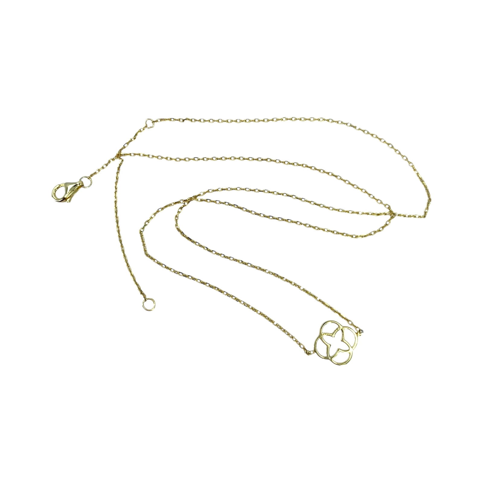 Gold Over Sterling 18in Clover Cable Necklace 2g: Gold Over Sterling Clover 18in Cable Necklace 2g Engraved N 925 China