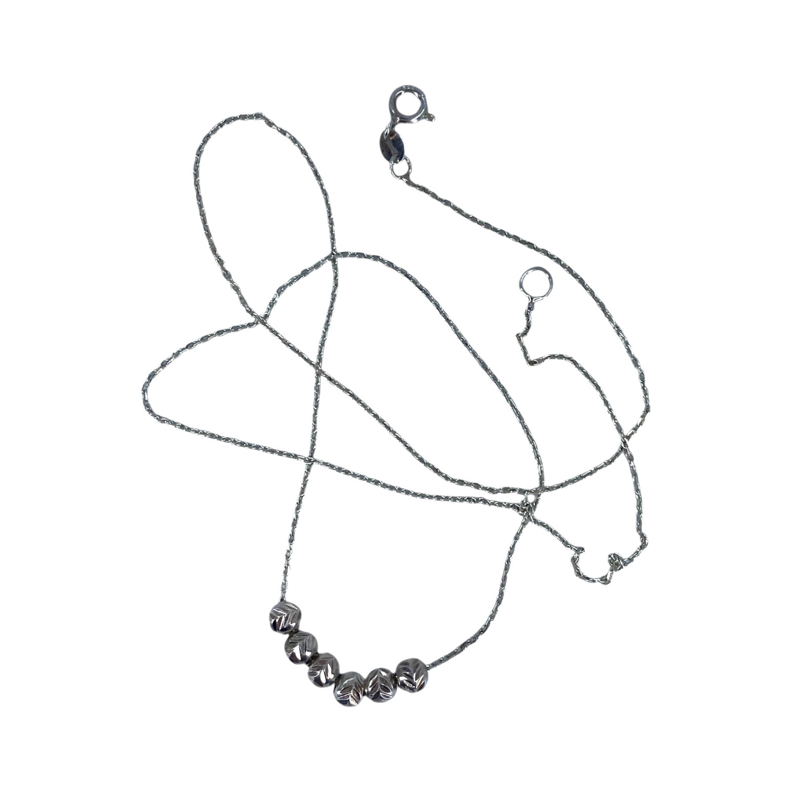 Signed Sterling 18in Cable with Beads Charms Necklace 2g: Signed Sterling 18in Cable with Beads Charms Necklace 2g Engraved MC 925 Mex