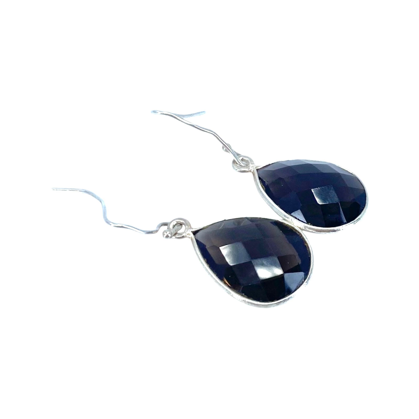 Sterling Faceted Teardrop Smoky Quartz Dangle Earrings 4g: Sterling Faceted Teardrop Smoky Quartz Dangle Earrings 4g Hooks need repaired