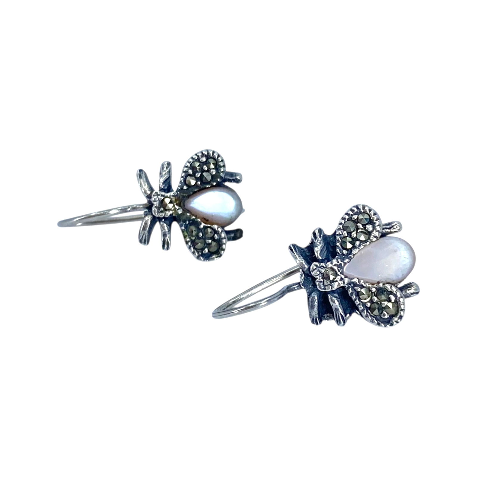 Sterling Multi Stone Bee Hook Earrings 3g (1 of 3)