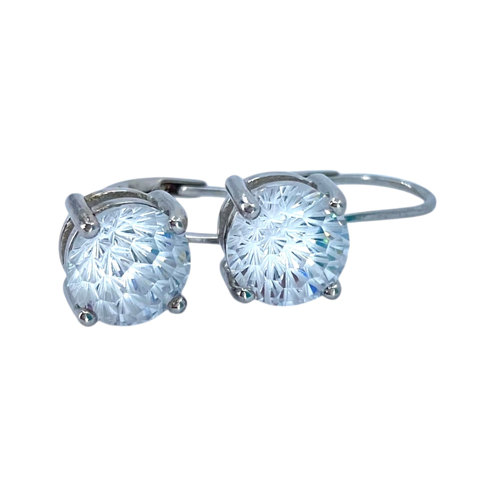 Sterling Portuguese Round Cut Rhinestone Earrings 4g (1 of 4)