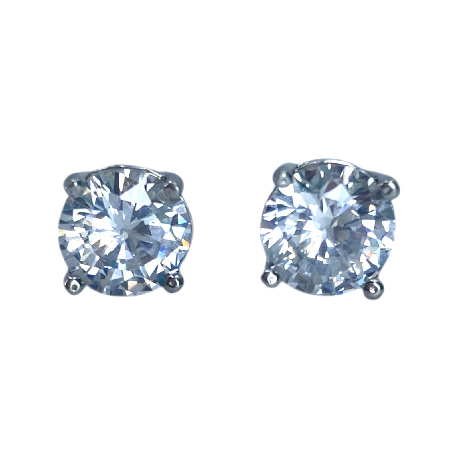 Signed Sterling Round Rhinestone Stud Earrings 2.1g: Signed Sterling Round Rhinestone Stud Earrings 2.1g Engraved FAS 925 Thai