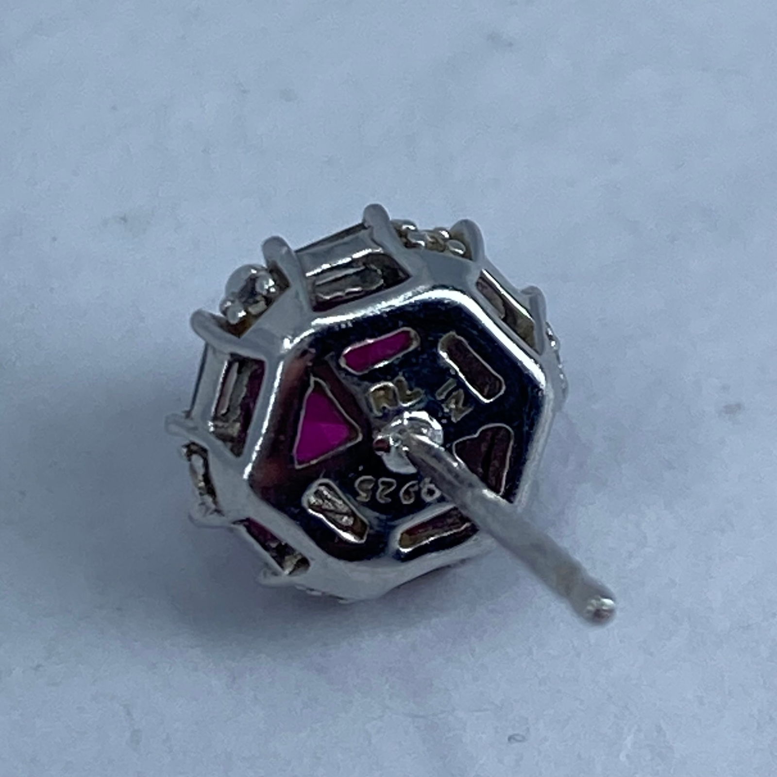 Signed Sterling Round Ruby Stud Earrings 2g - 3