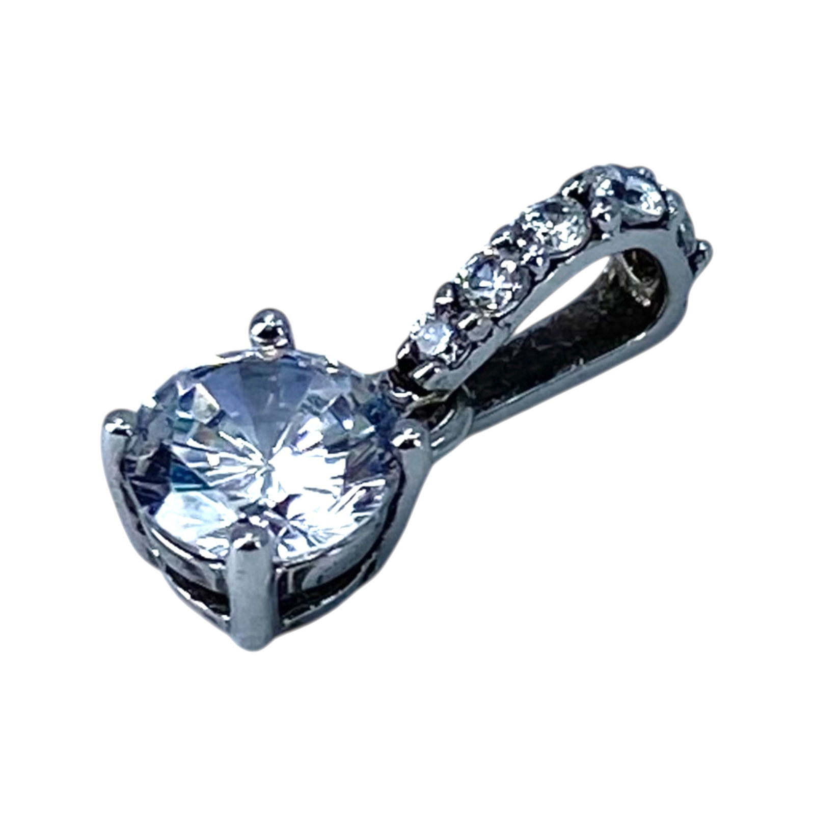 Signed Sterling Round CZ Pendant 1g (1 of 4)