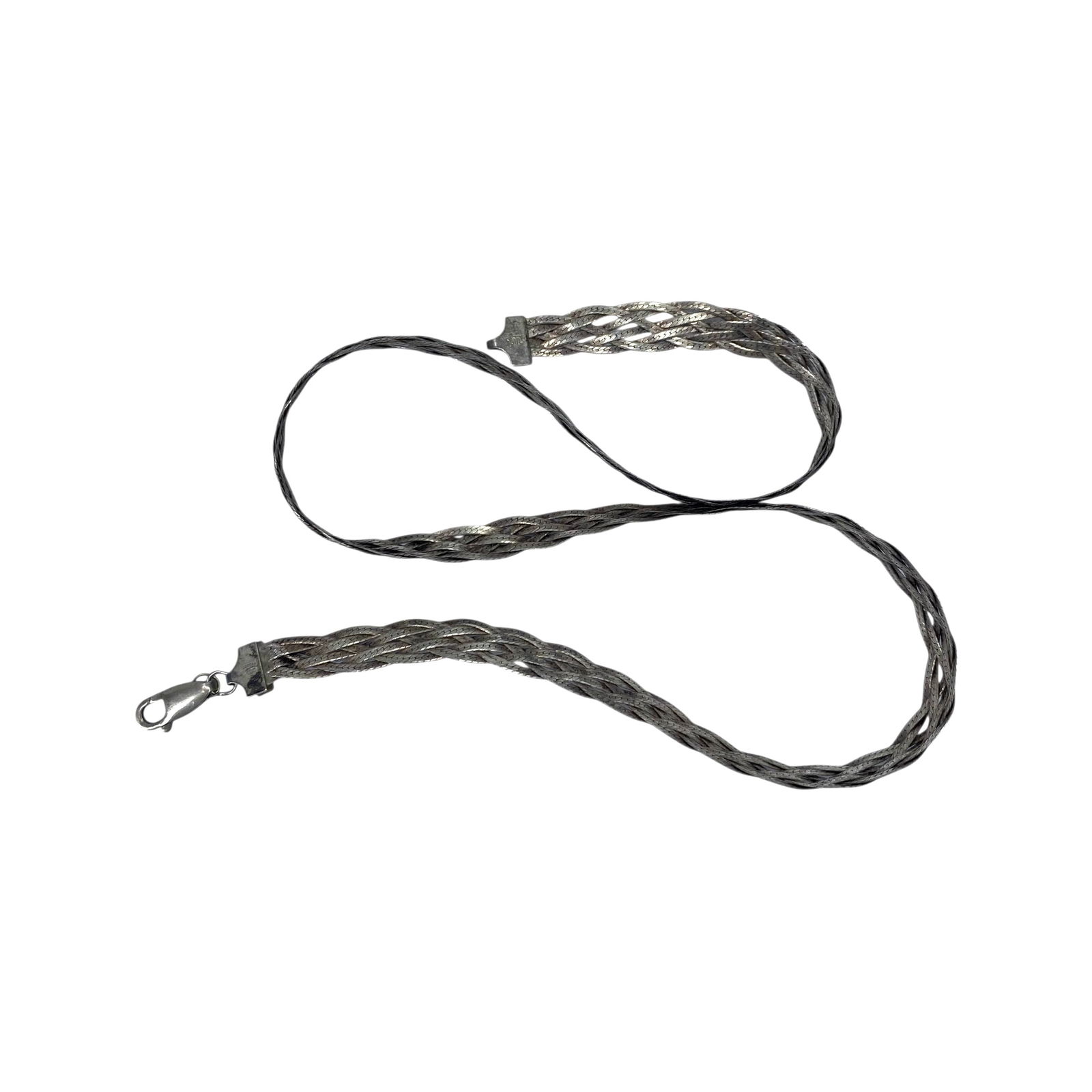 Signed Sterling Braided Herringbone Chain 14.5g: Signed Sterling Braided Herringbone Chain 14.5g Engraved FM Italy 925