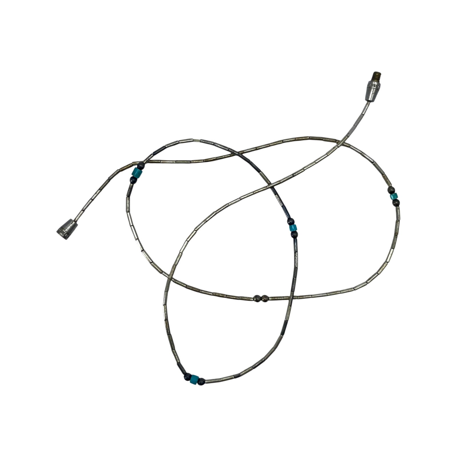 Sterling 17in Tube and Turquoise Bead Necklace 3.2g: Sterling 17in Tube and Turquoise Bead Necklace 3.2g Screw clasp