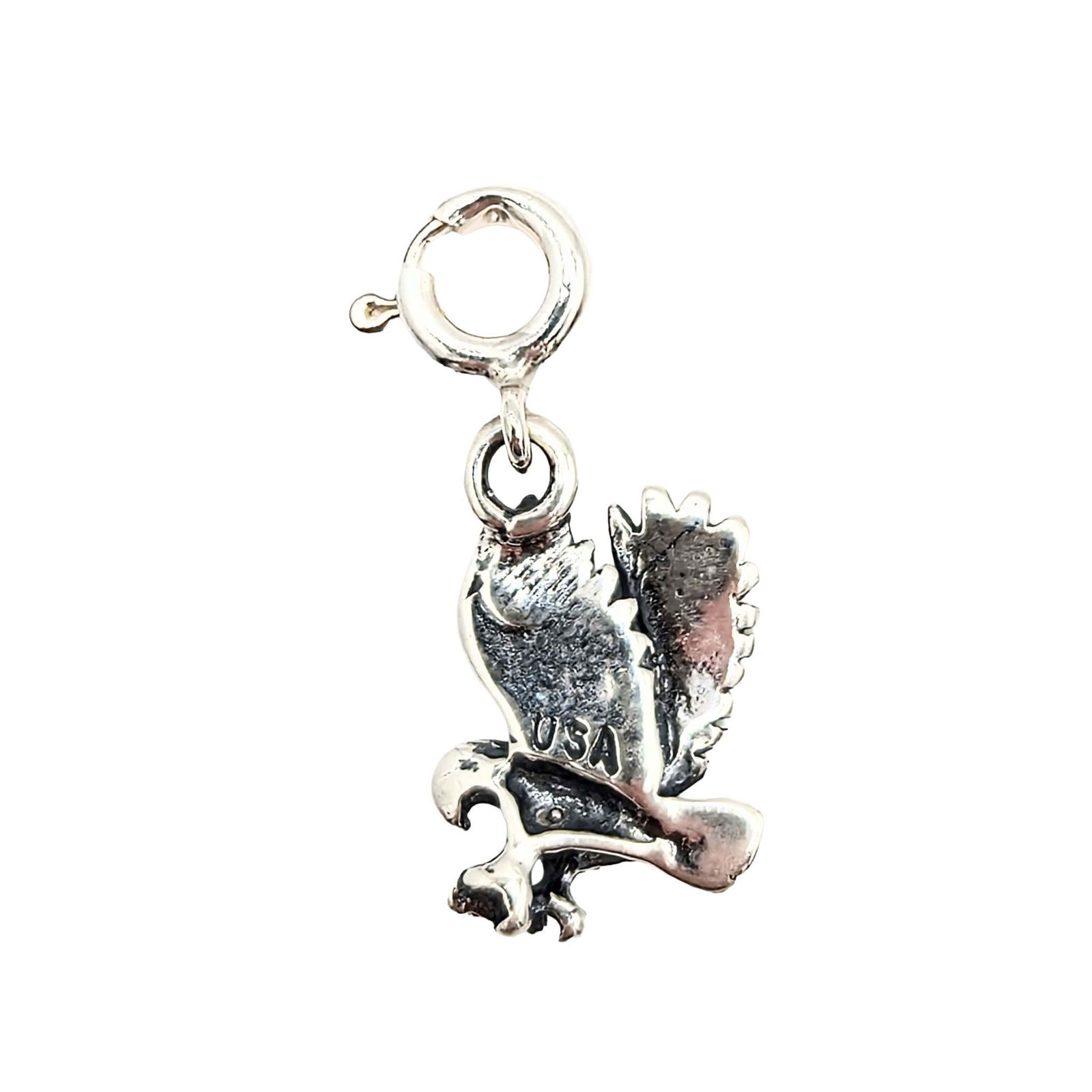 Native Made Sterling Silver Flying Eagle Charm - 2