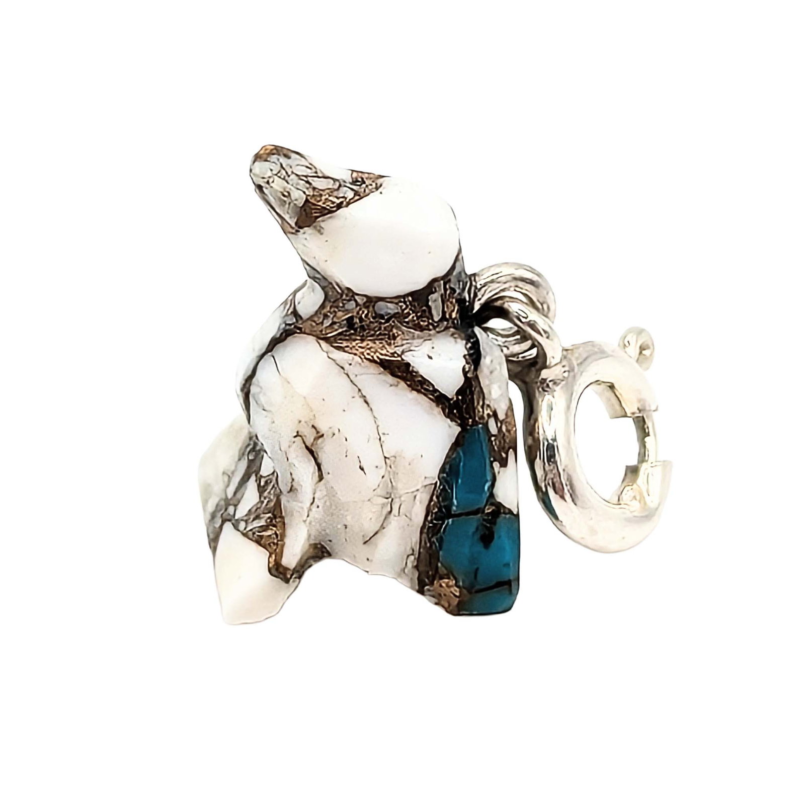 Native Hand Carved Spiny Mojave Turquoise Sterling Silver Hummingbird Charm: Native Hand Carved Spiny Mojave Turquoise Sterling Silver Hummingbird Charm 1.2g