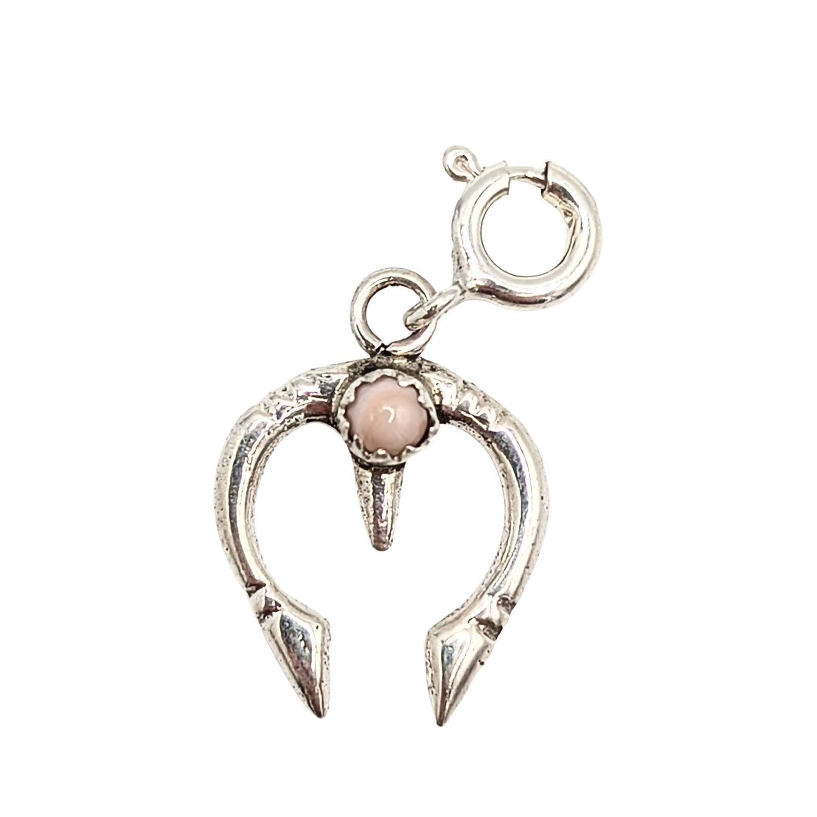 Navajo Sterling Silver Pink Opal Naja Charm: Navajo Sterling Silver Pink Opal Naja Charm 1g