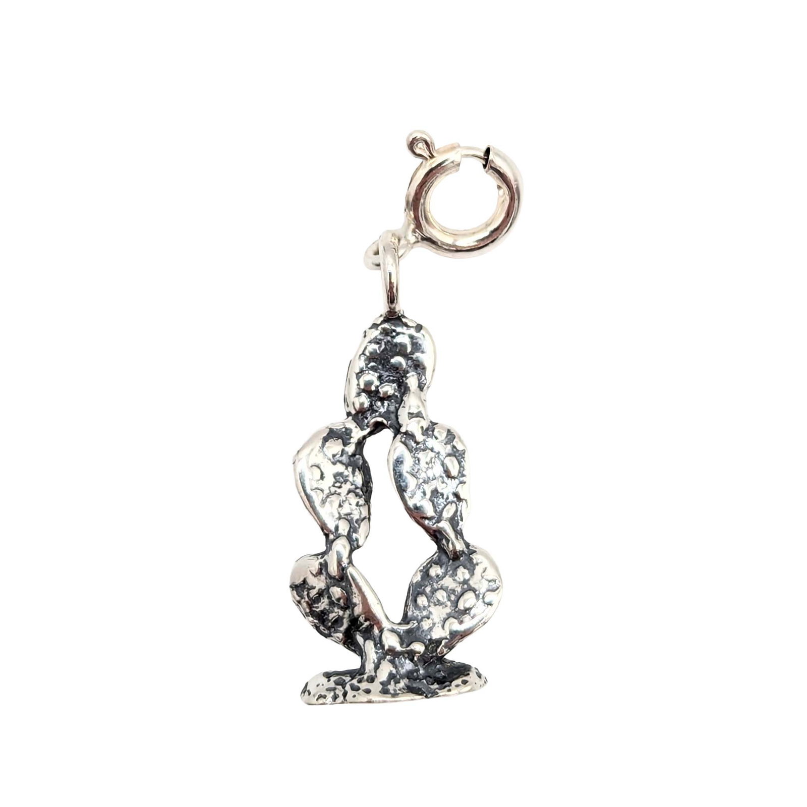 Native Made Sterling Silver Prickly Pear Cactus Charm: Native Made Sterling Silver Prickly Pear Cactus Charm 1.5g