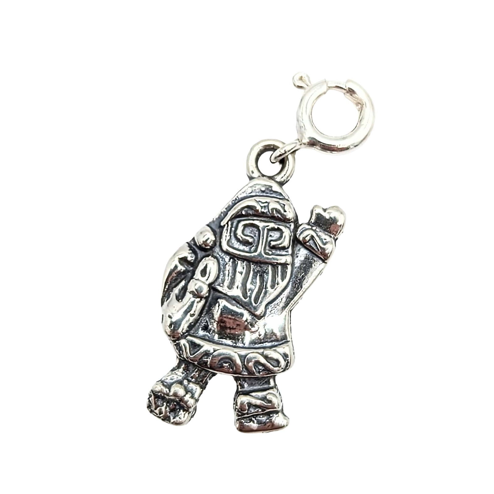 Native Made Sterling Waving Santa Charm: Native Made Sterling Silver Waving Santa Charm Signed .925 USA 2.3g
