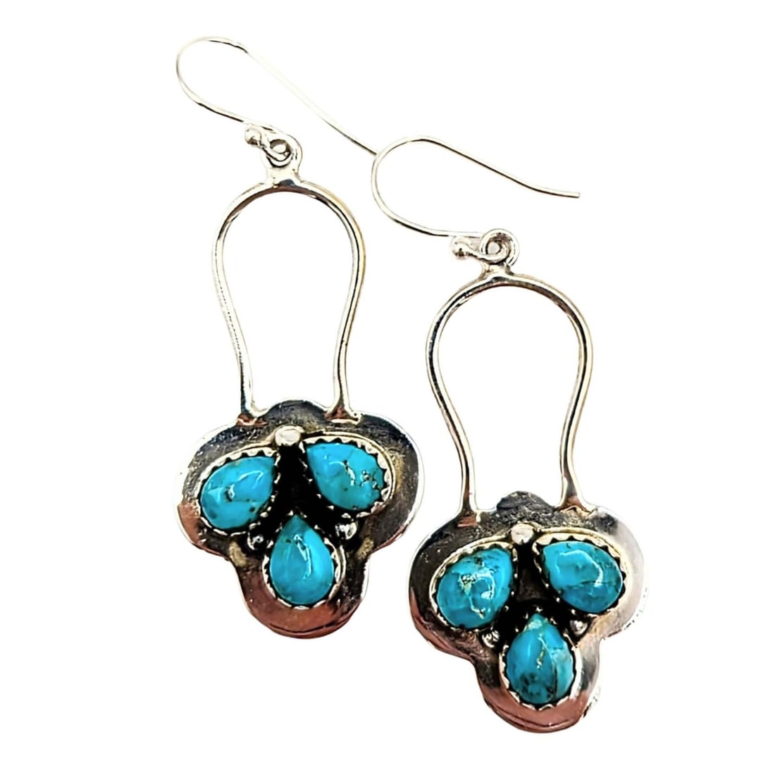 Southwest Sterling Silver Turquoise Dangle Drop Earrings (1 of 5)