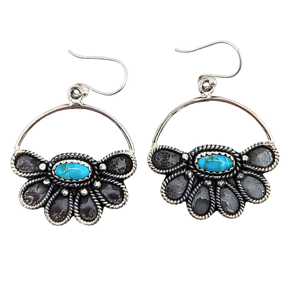 Southwest Sterling Silver Turquoise Dangle Drop Earrings (1 of 4)