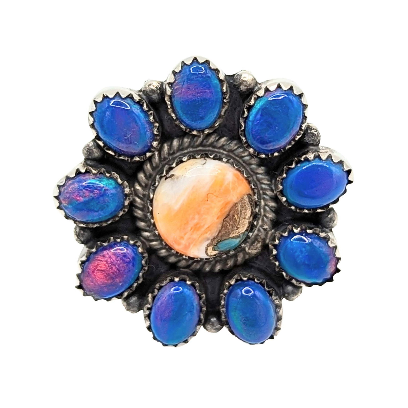 Southwest Sterling Silver Multi Gemstone Cluster Ring (1 of 5)