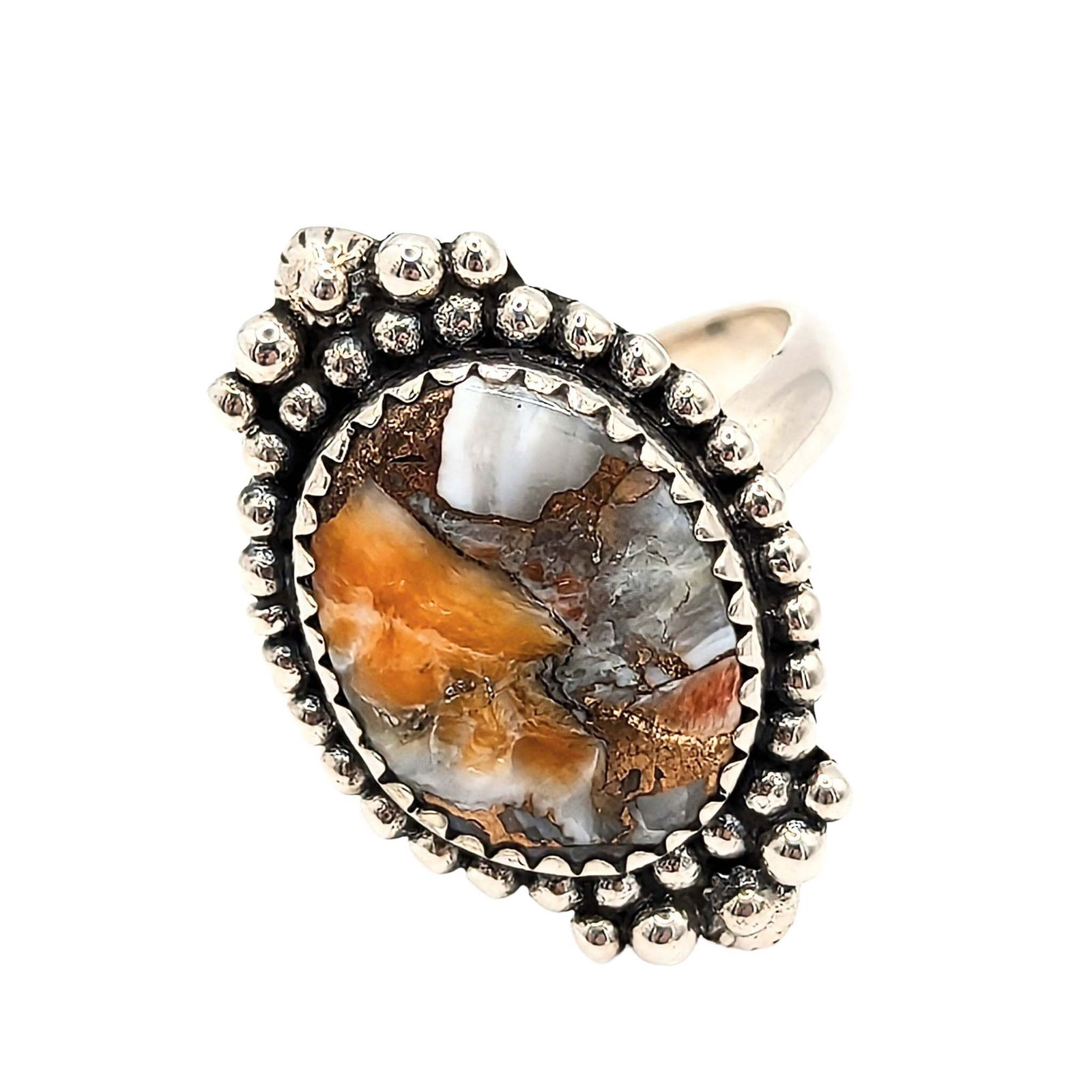 Southwest Sterling Silver Spiny Mojave Turquoise Oval Ring: Southwest Sterling Silver Spiny Mojave Turquoise Oval Ring Signed Hada Sterling Size 9 6.4g