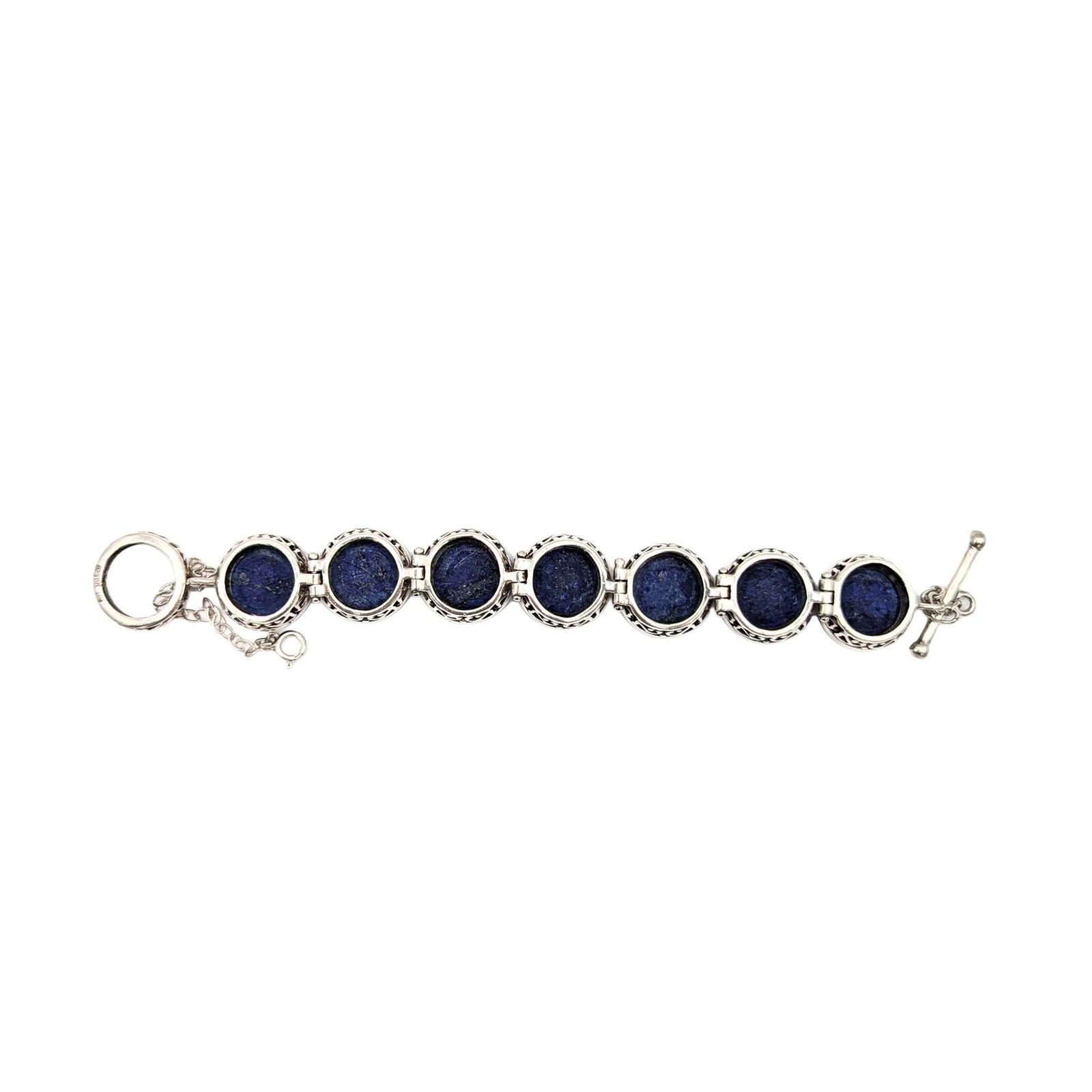 Sterling Silver Lapis Link Toggle Bracelet - 3