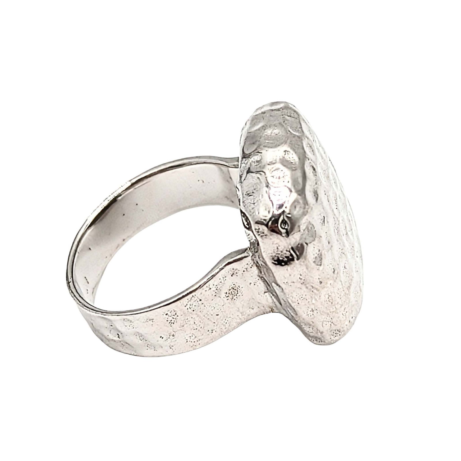 Sterling SIlver Hammered Square Ring - 2