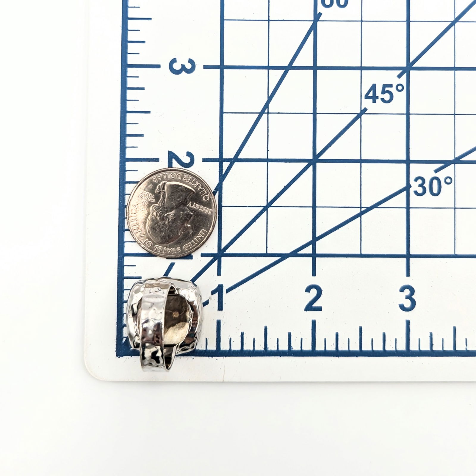 Sterling SIlver Hammered Square Ring - 4