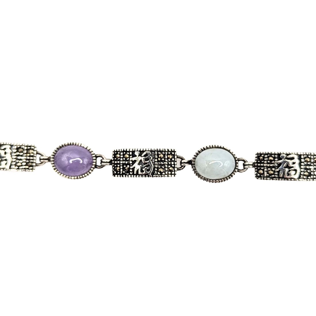 Sterling Silver Multi Gemstone Link Bracelet (1 of 5)