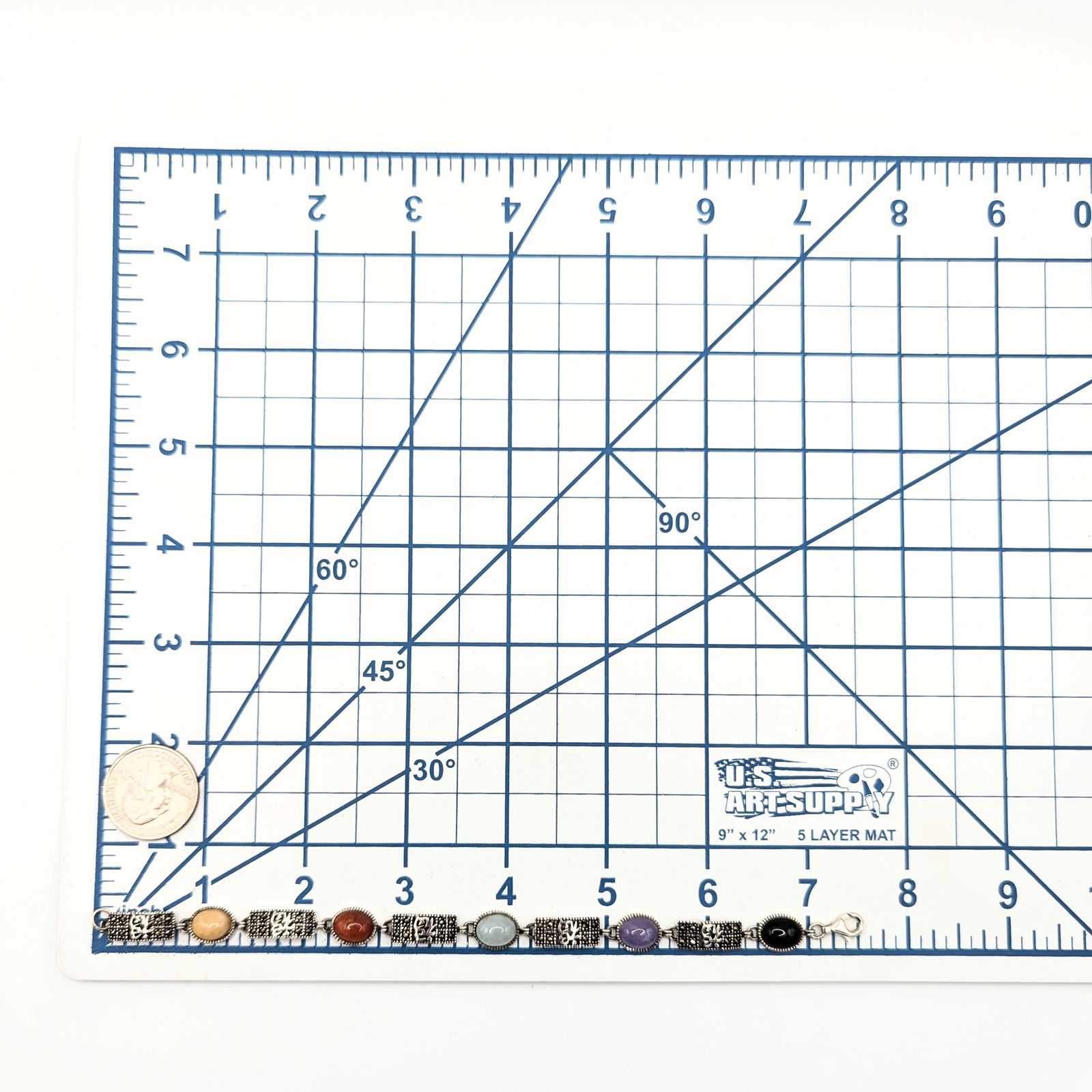 Sterling Silver Multi Gemstone Link Bracelet - 5