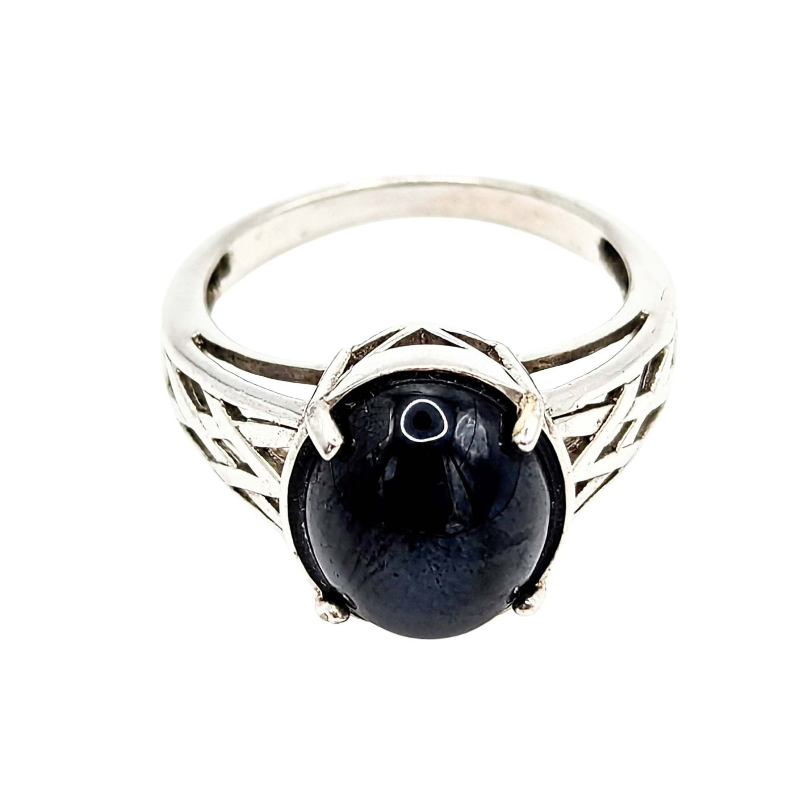 Kit Heath Sterling Silver Lindi Star Sapphire Ring: Kit Heath Sterling Silver Lindi Star Sapphire Ring Signed KH .925 Size 5.75 4.6g