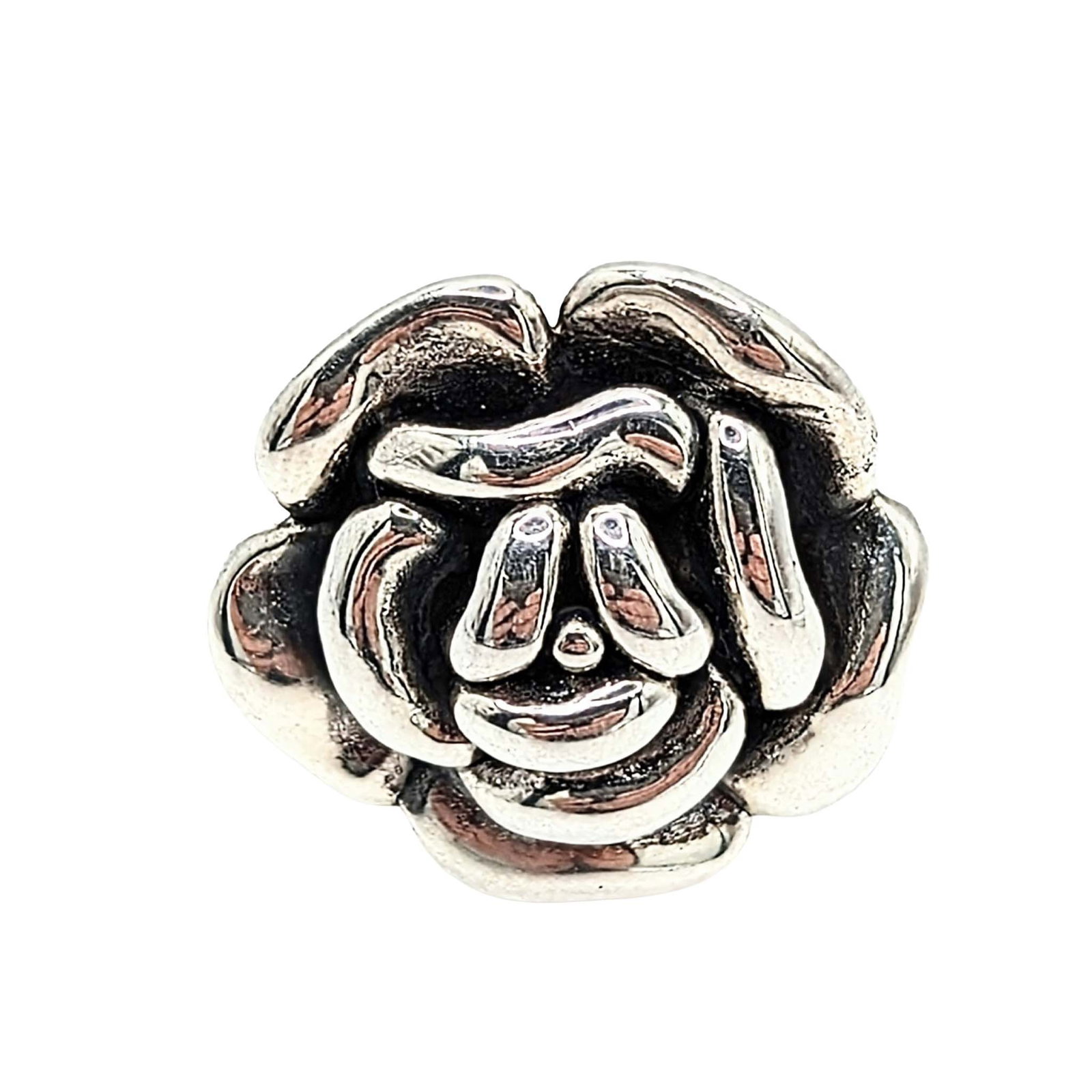 Sterling Silver Hollow Form Rose Ring: Sterling Silver Hollow Form Rose Ring Signed HJ .925 Size 7 6.1g