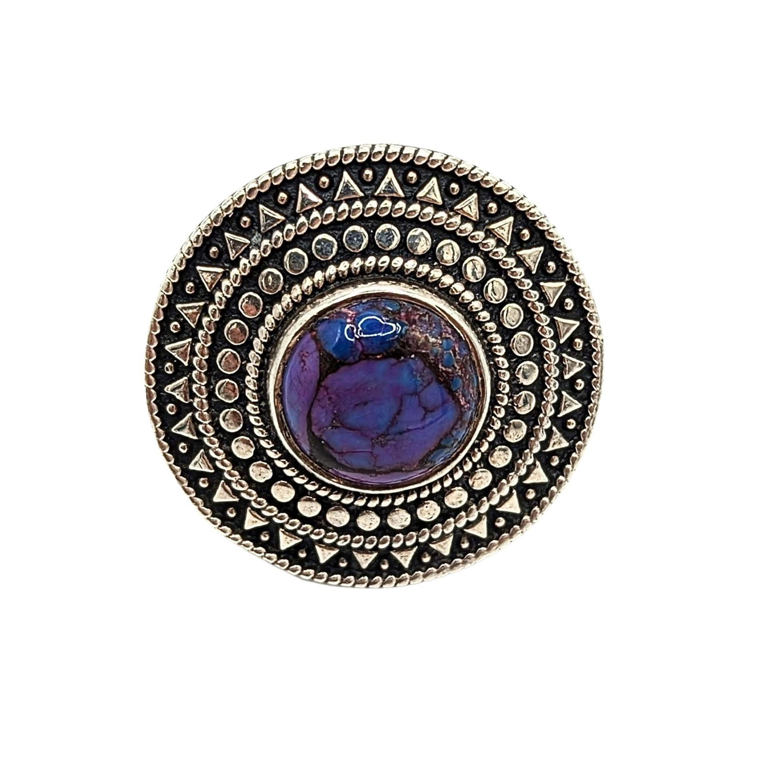 Sterling Silver Violet Dhalia Turquoise Ring: Sterling Silver Violet Dhalia Turquoise Sunburst Ring Size 8.5 12.9g