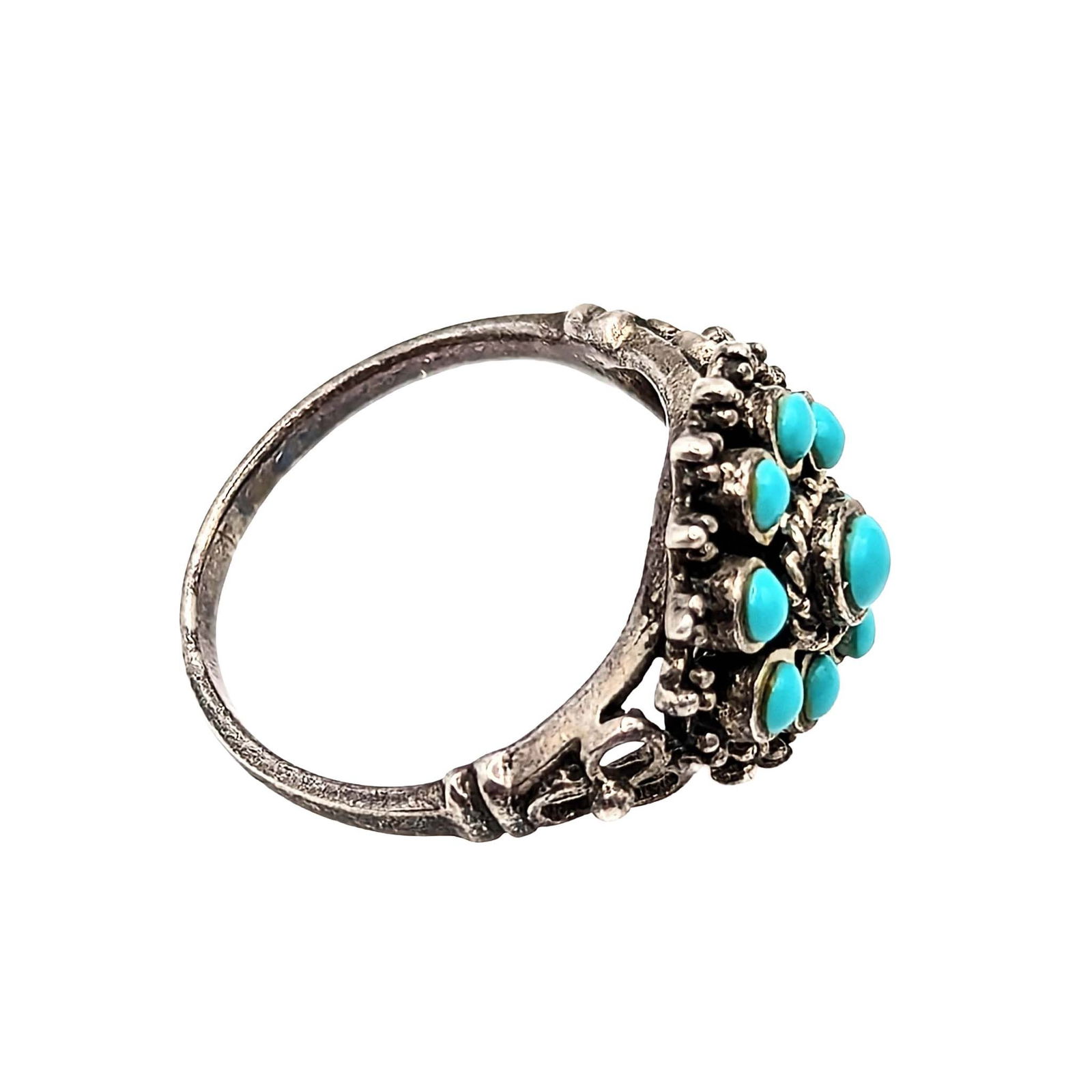 Sterling Silver Turquoise Cluster Ring - 2