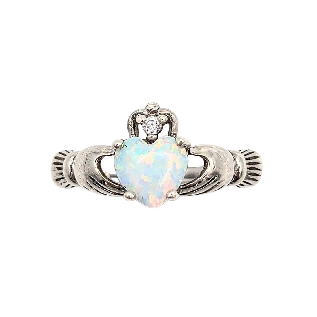 Sterling Silver Opal Claddagh Ring (1 of 3)