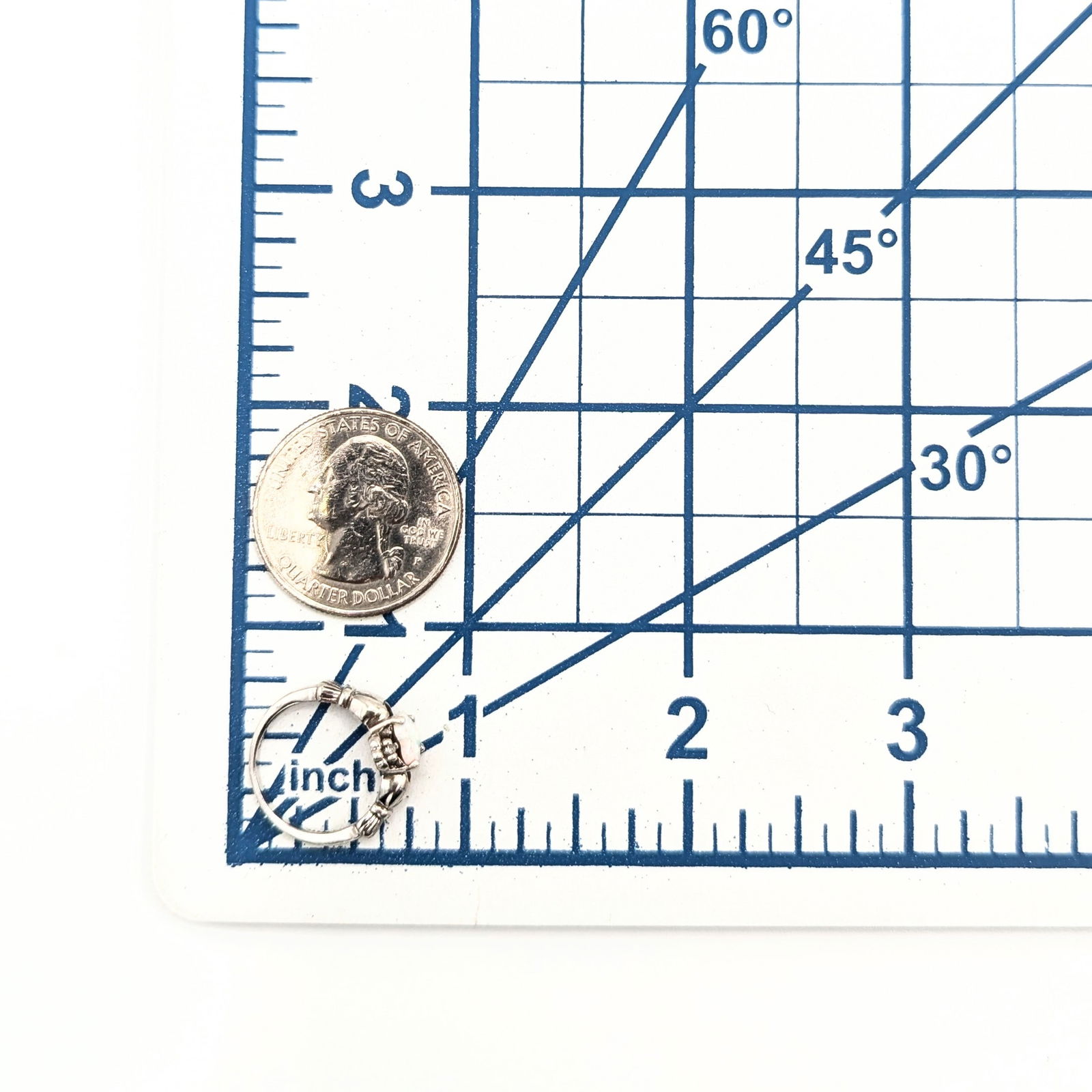 Sterling Silver Opal Claddagh Ring - 3